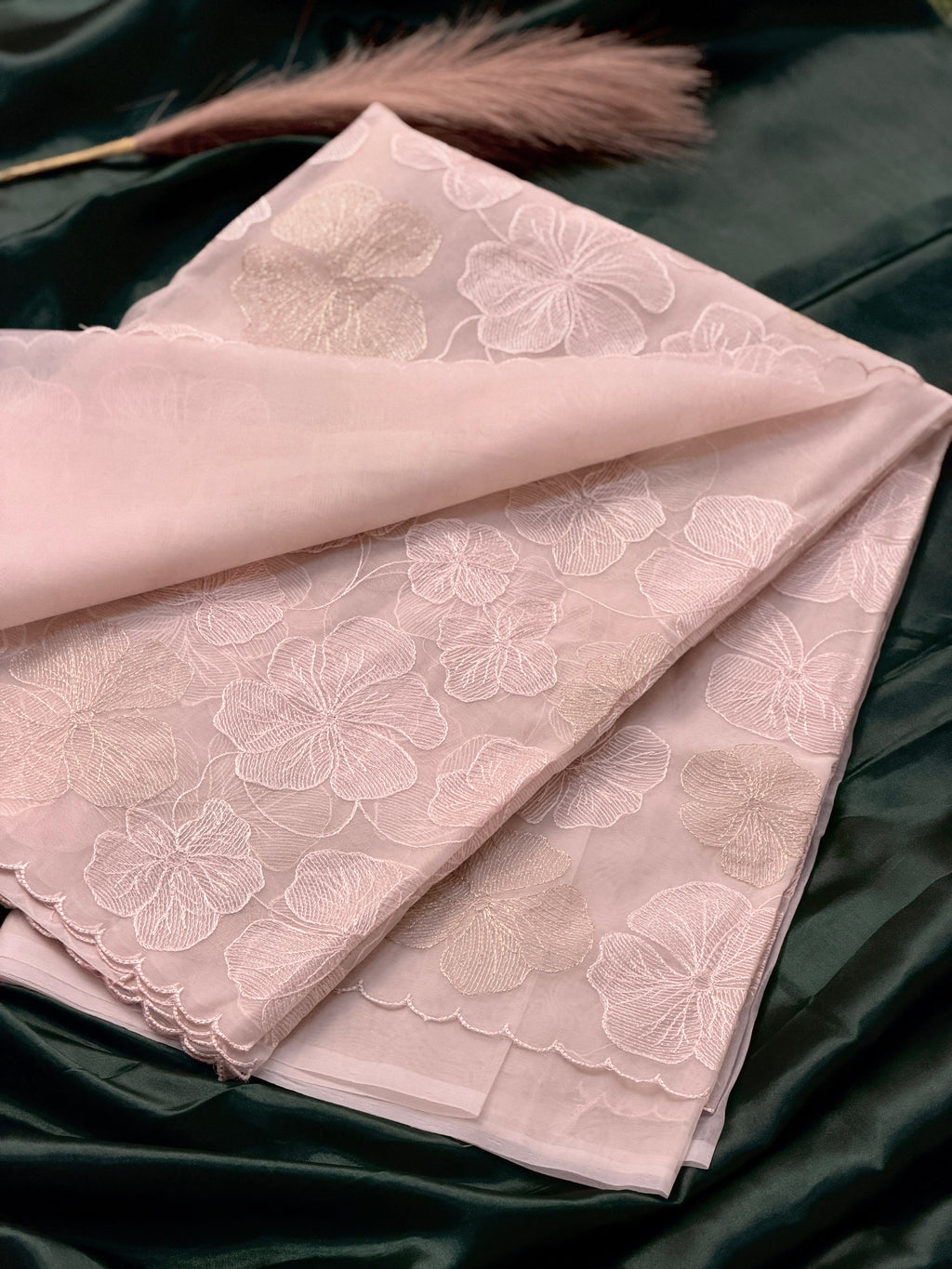 Premium Floral Organza Saree with Saree