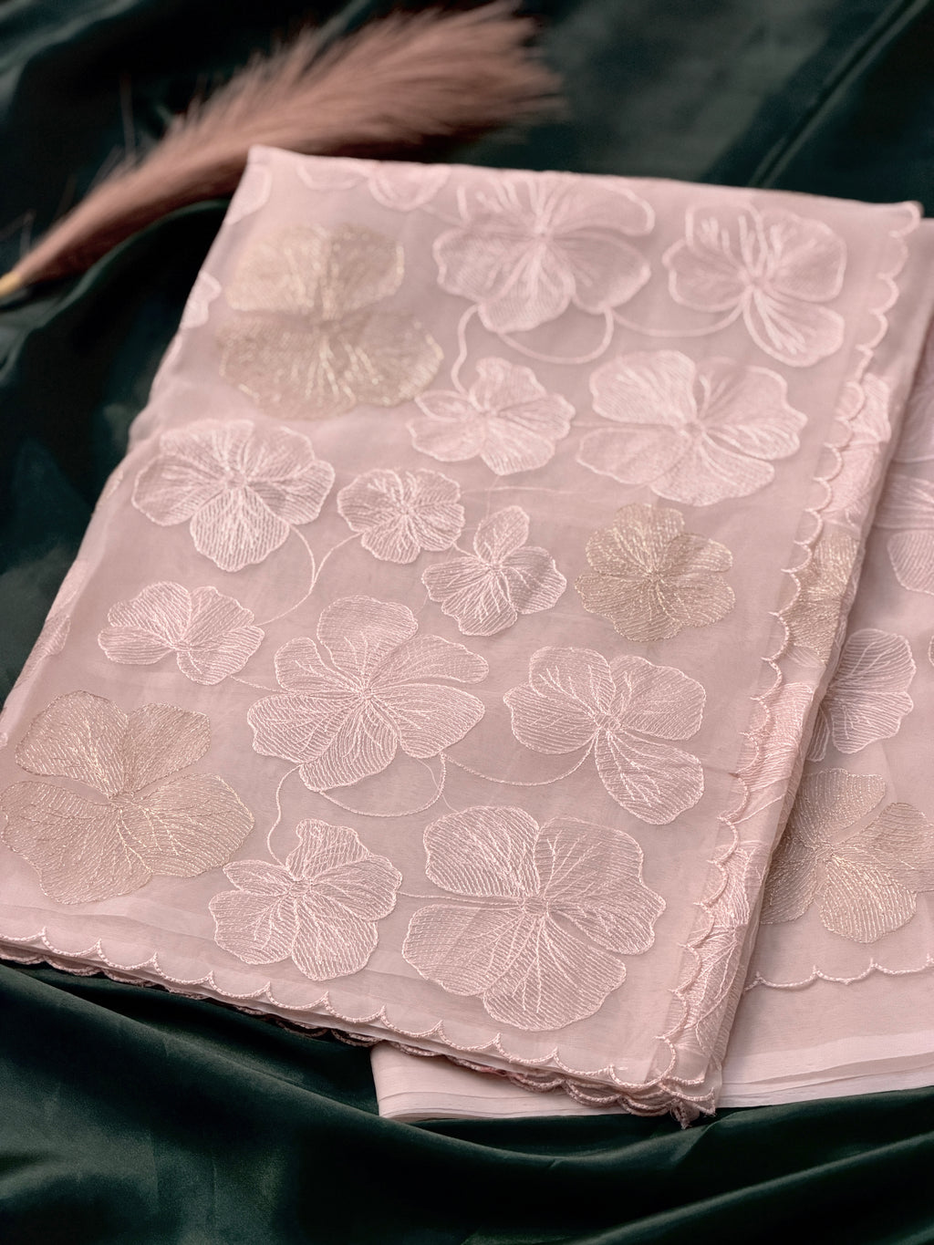 Premium Floral Organza Saree with Saree