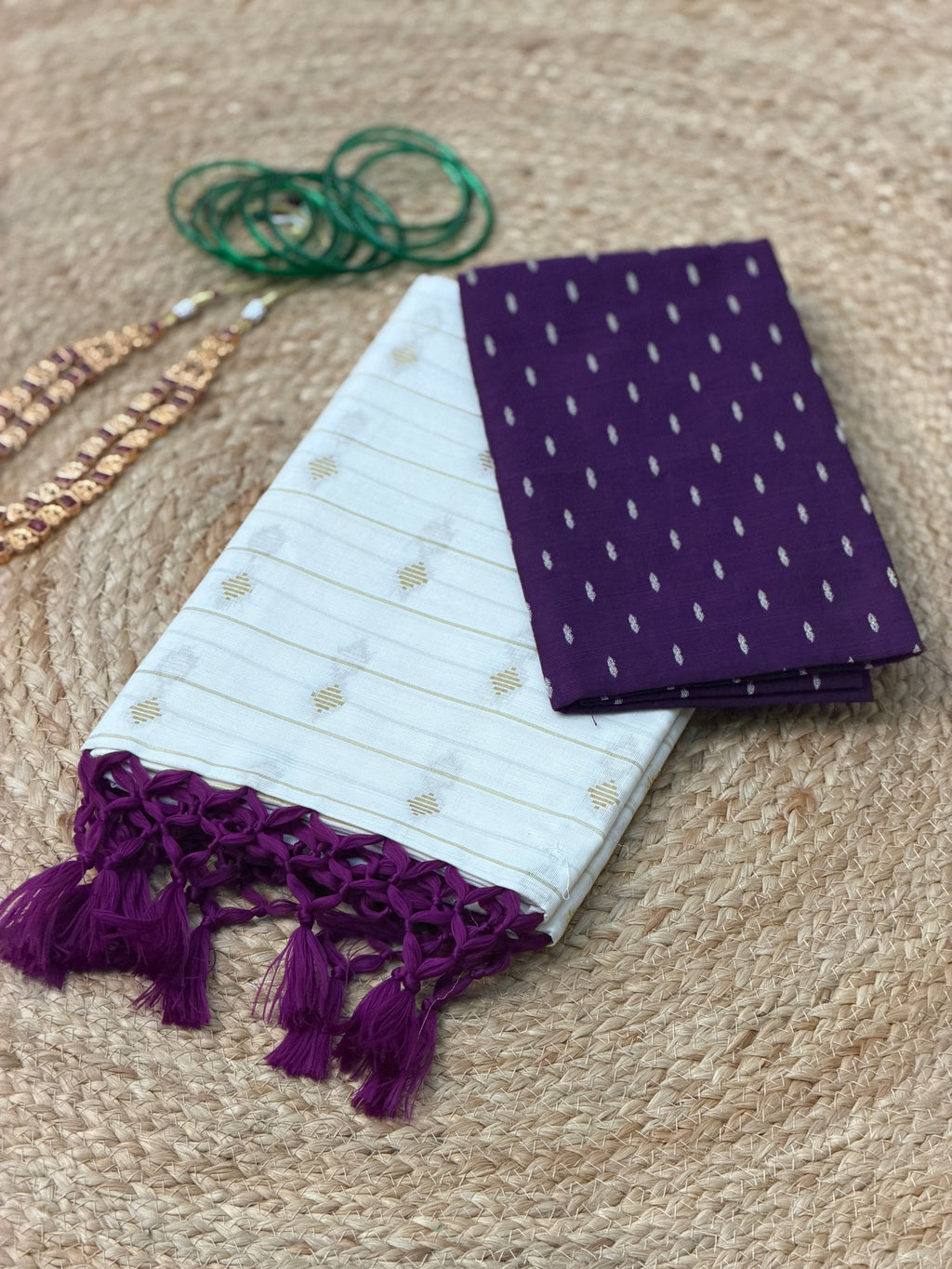 cotton Butta work Sree with Blouse