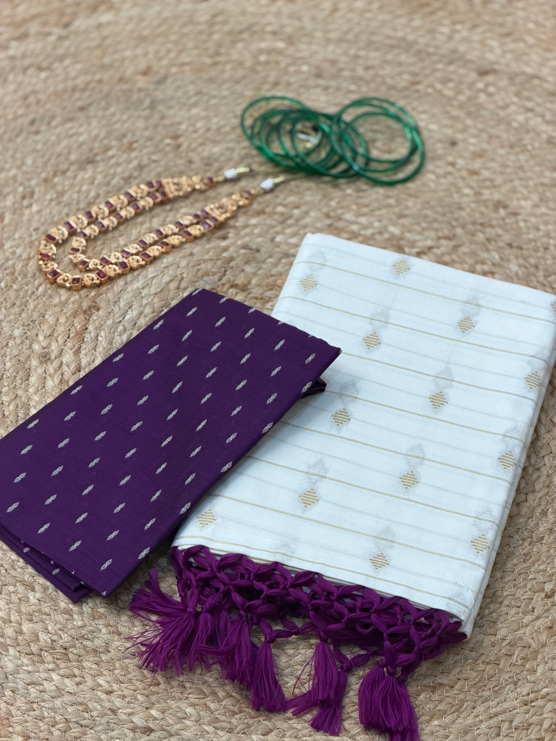 cotton Butta work Sree with Blouse