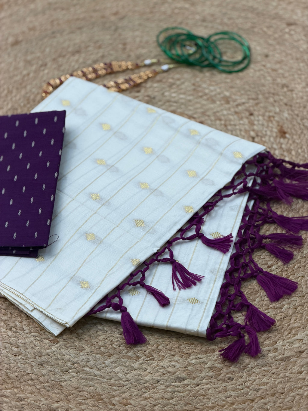 cotton Butta work Sree with Blouse
