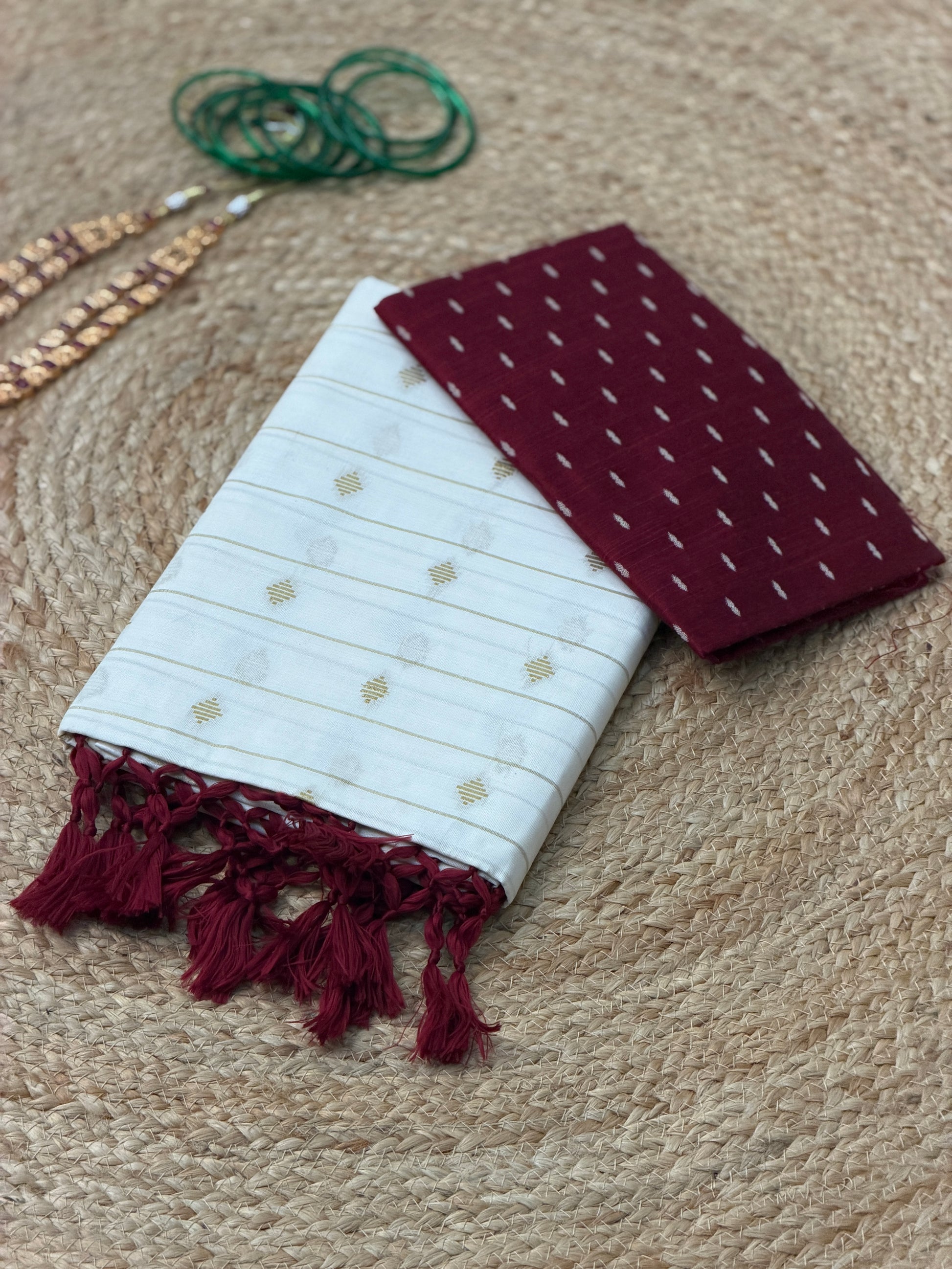 cotton Butta work Sree with Blouse