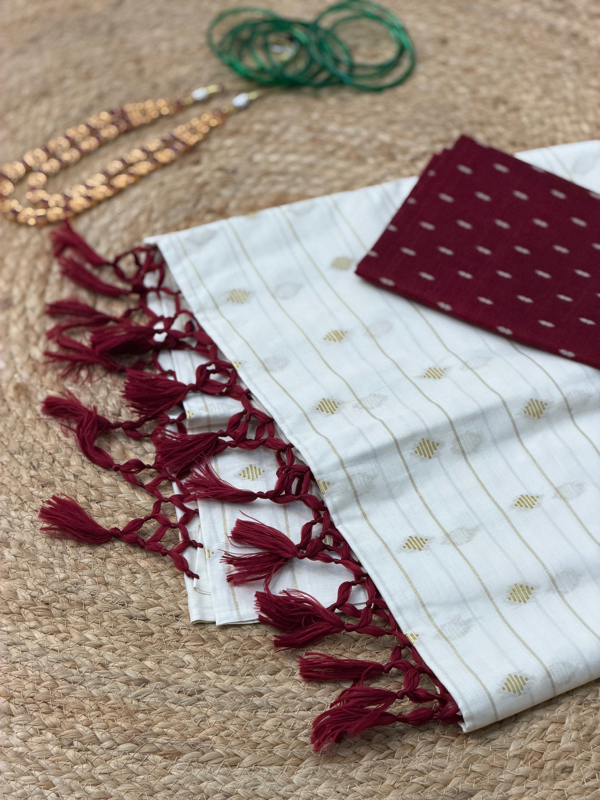 cotton Butta work Sree with Blouse