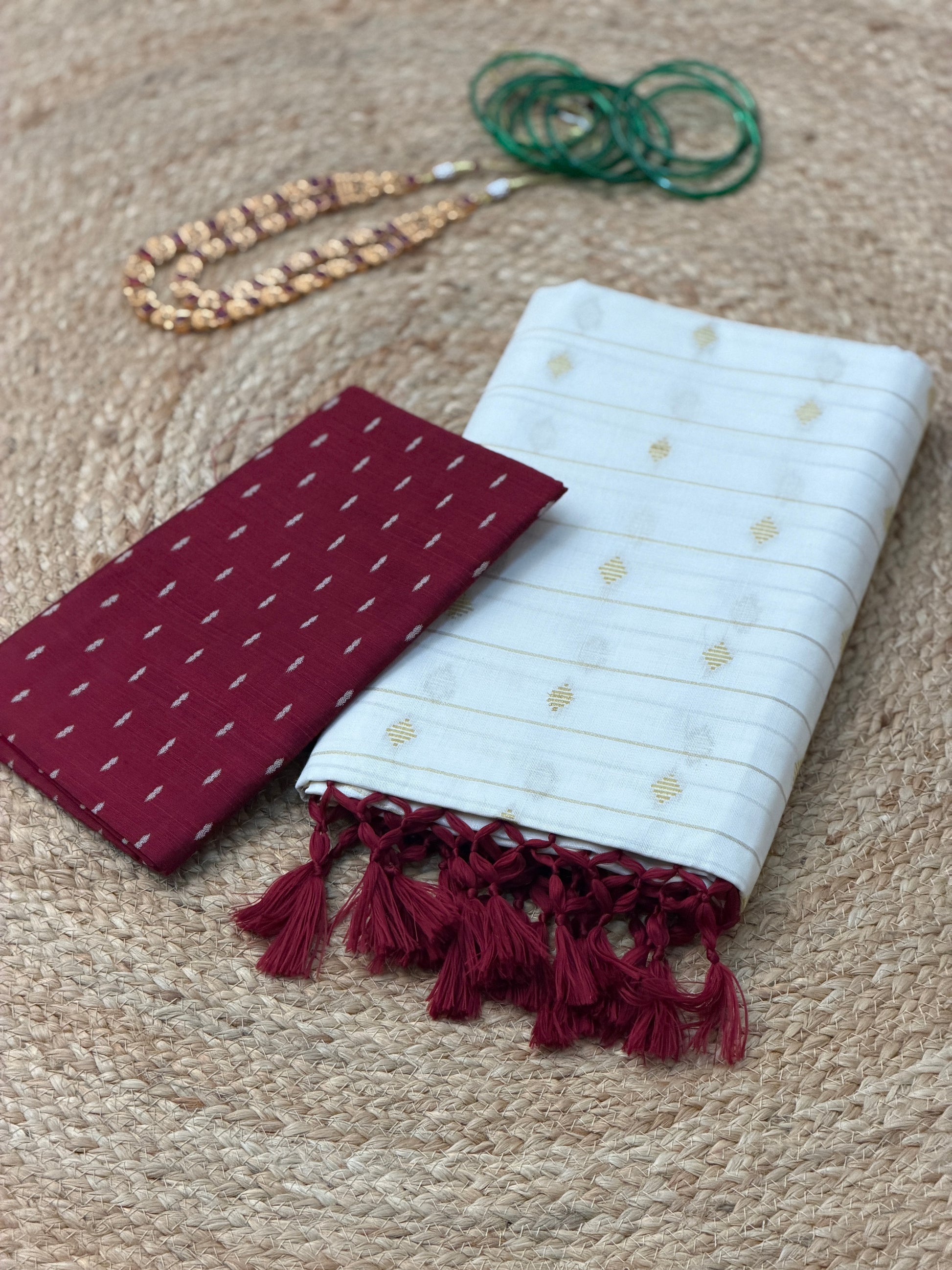 cotton Butta work Sree with Blouse