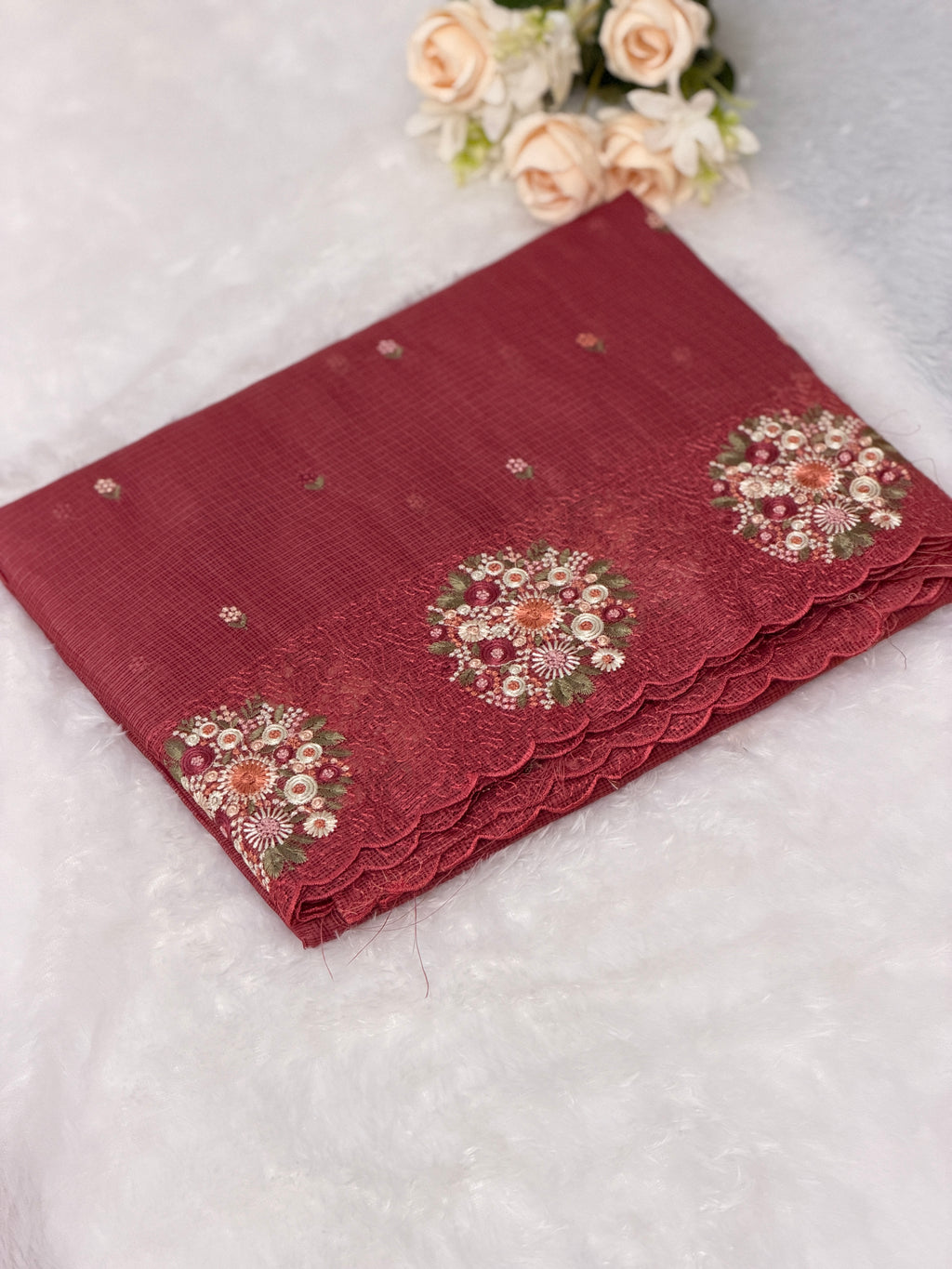 Floral Embroidered Net cotta