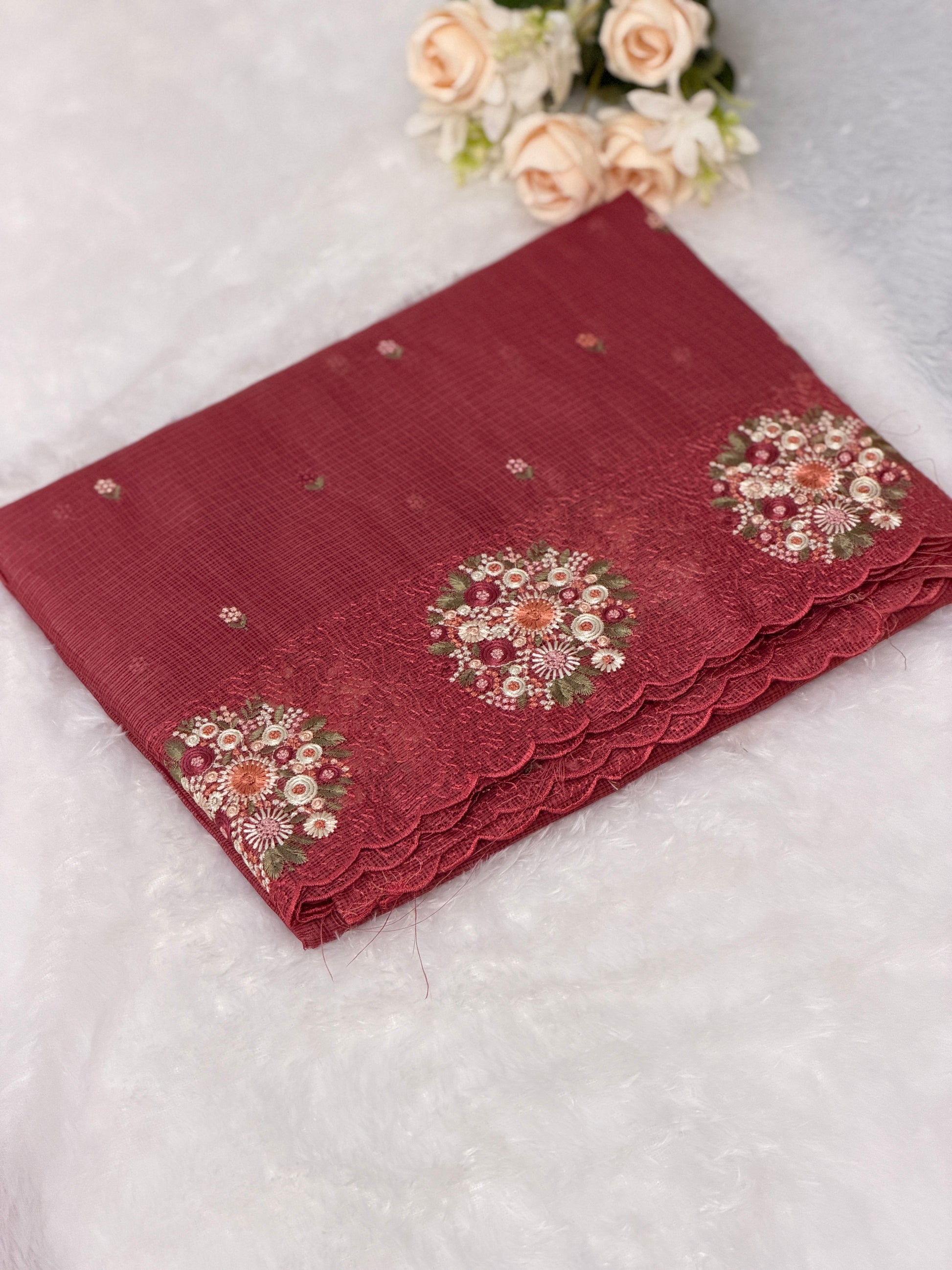 Floral Embroidered Net cotta
