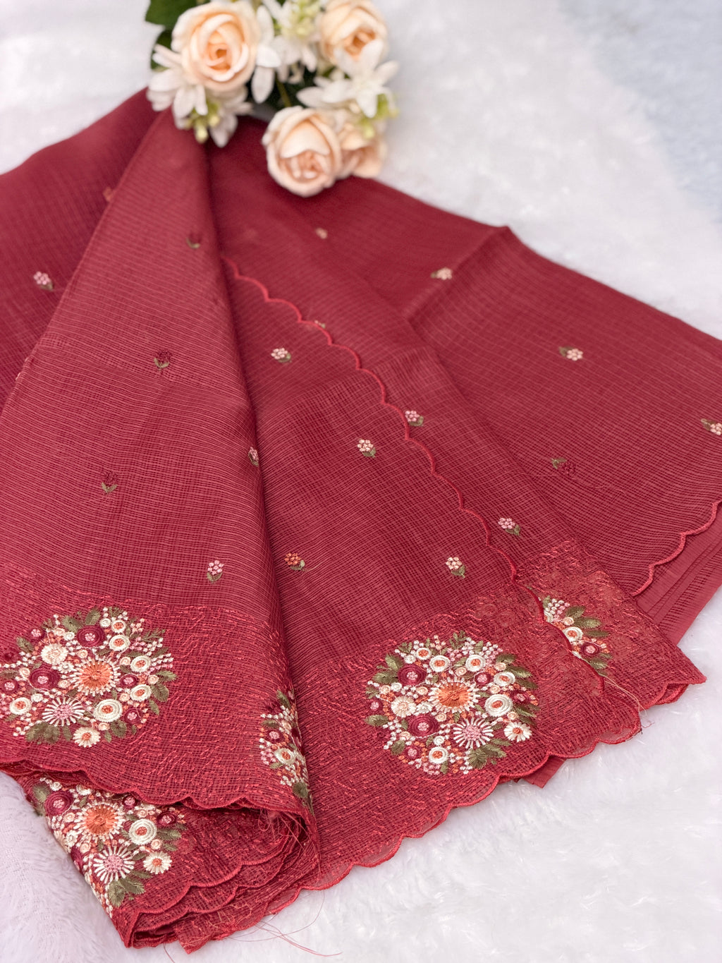 Floral Embroidered Net cotta