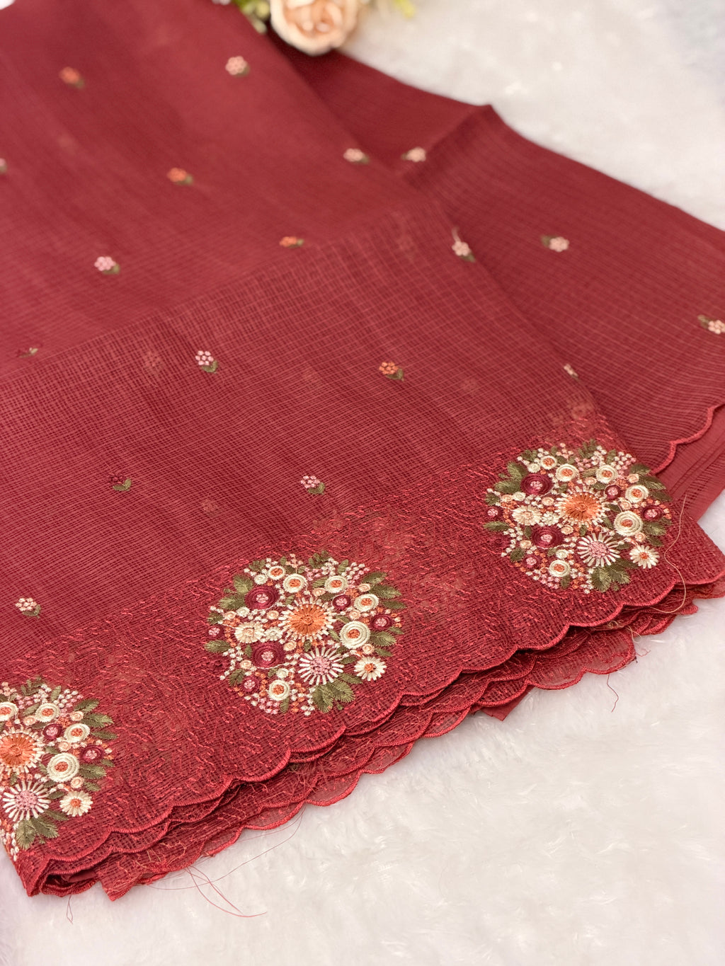 Floral Embroidered Net cotta