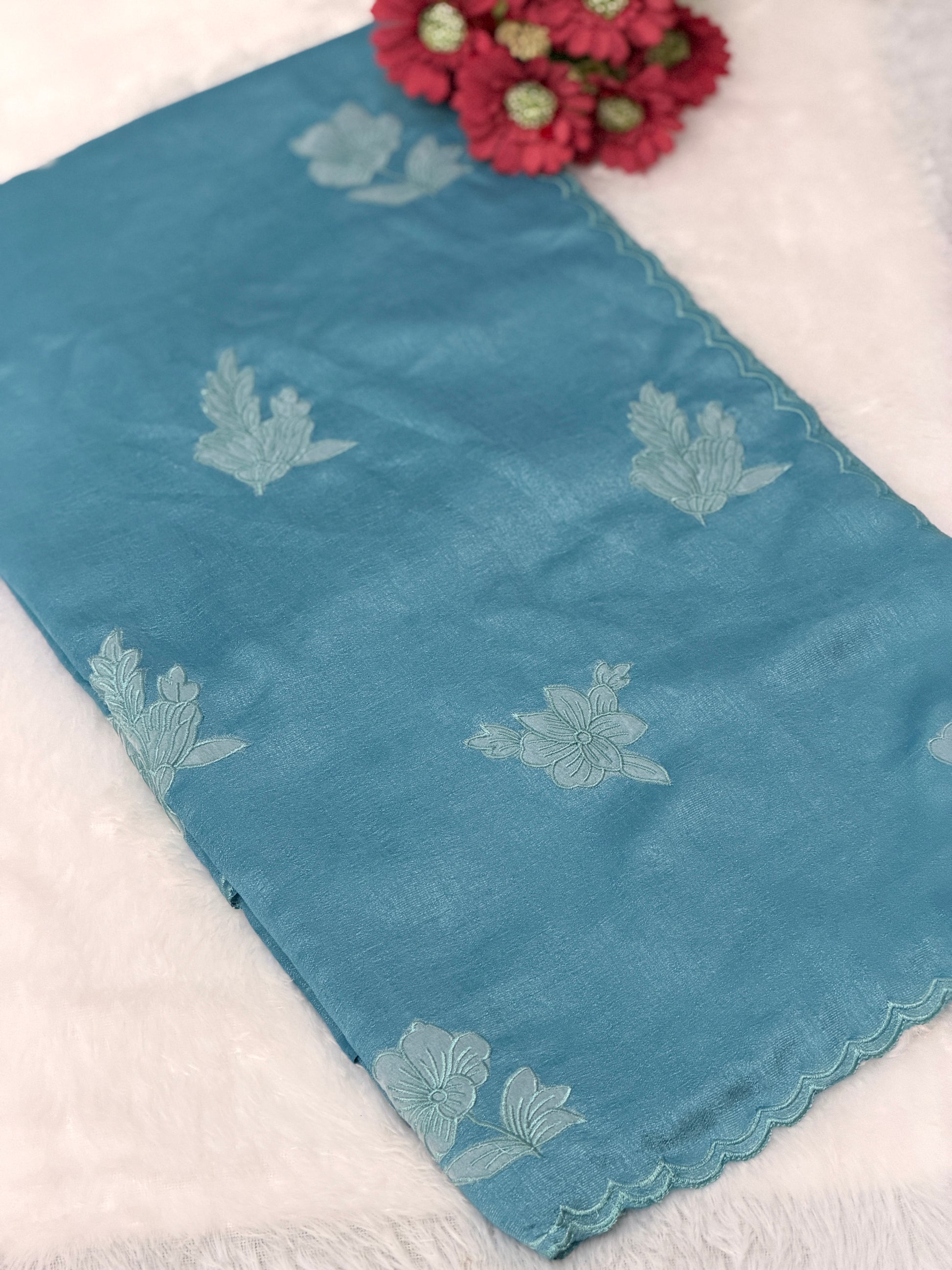 Cotton silk saree with floral design