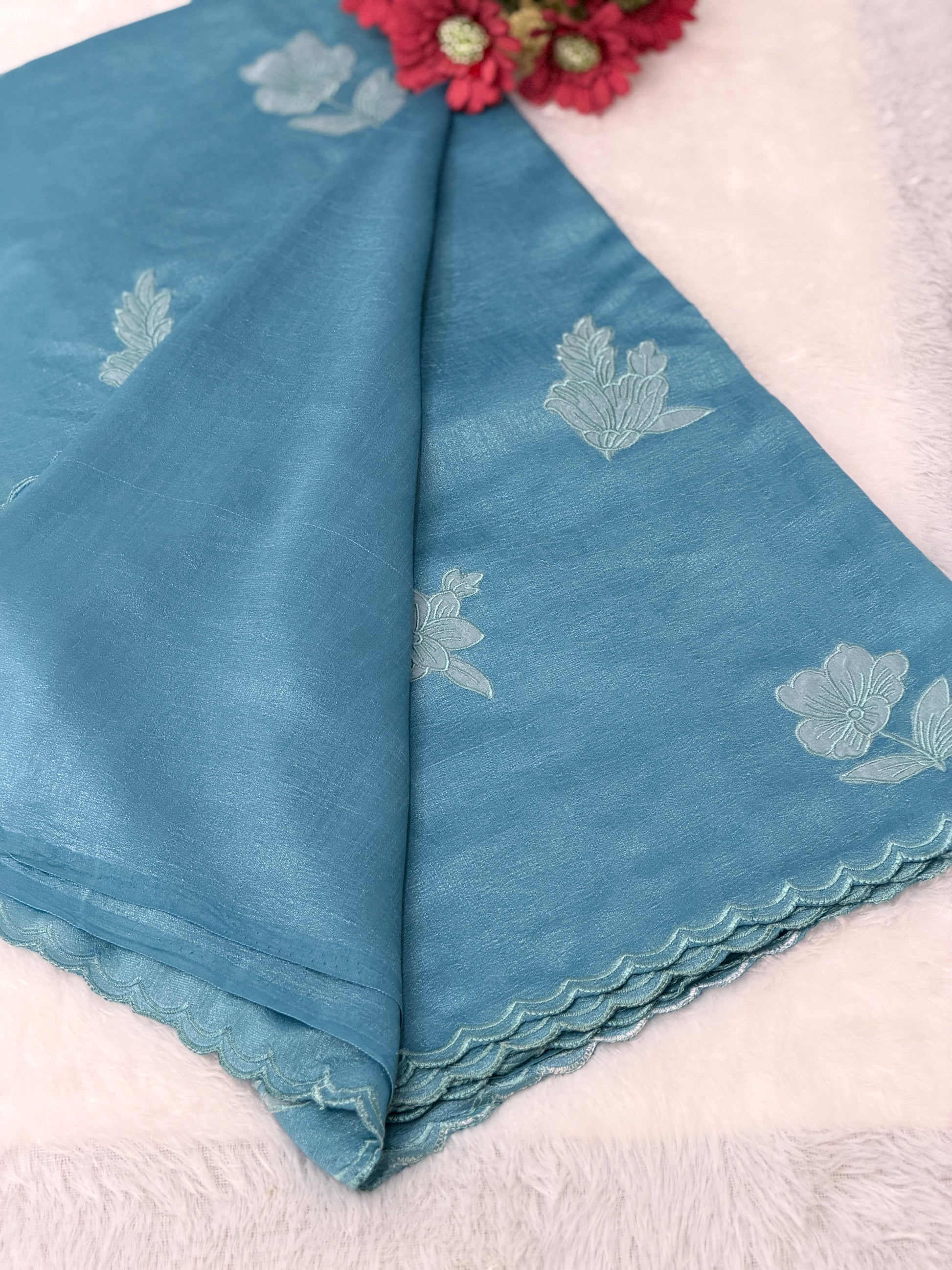 Cotton silk saree with floral design