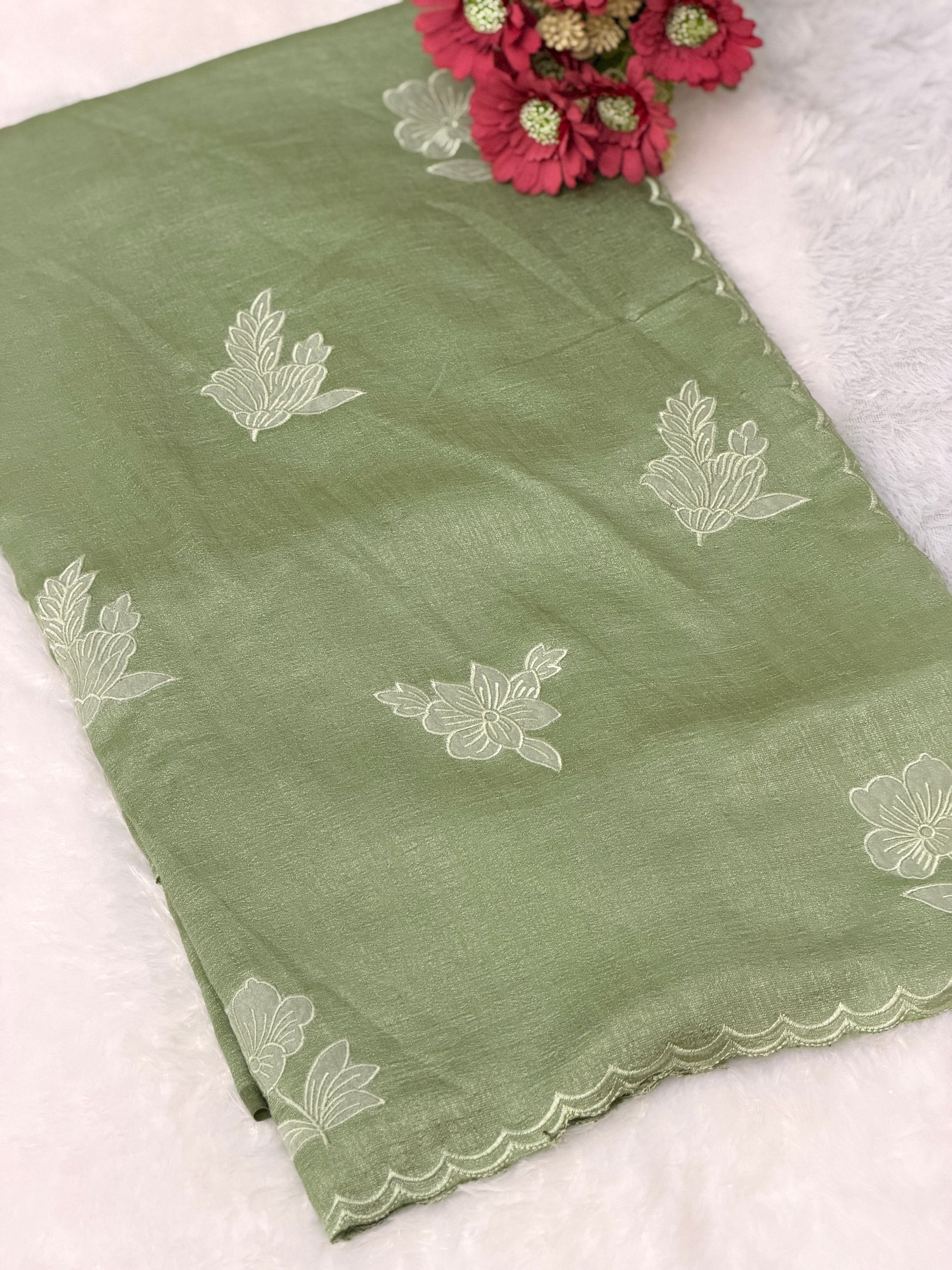 Cotton silk saree with floral design