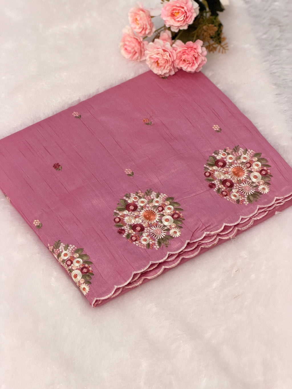 Silk Cotton With Flower Embroidery