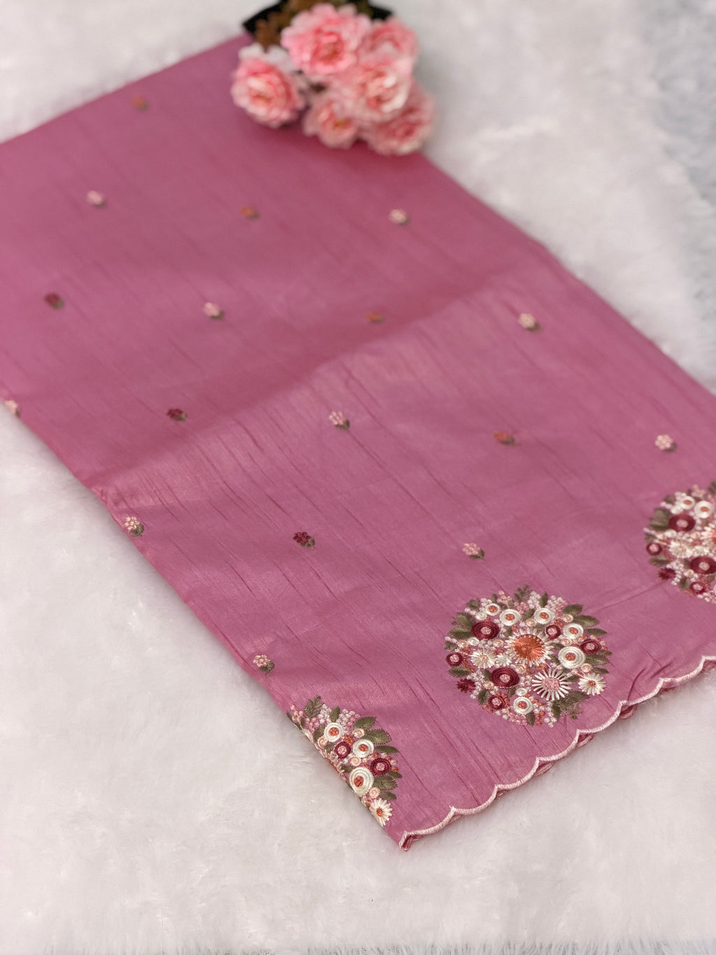 Silk Cotton With Flower Embroidery