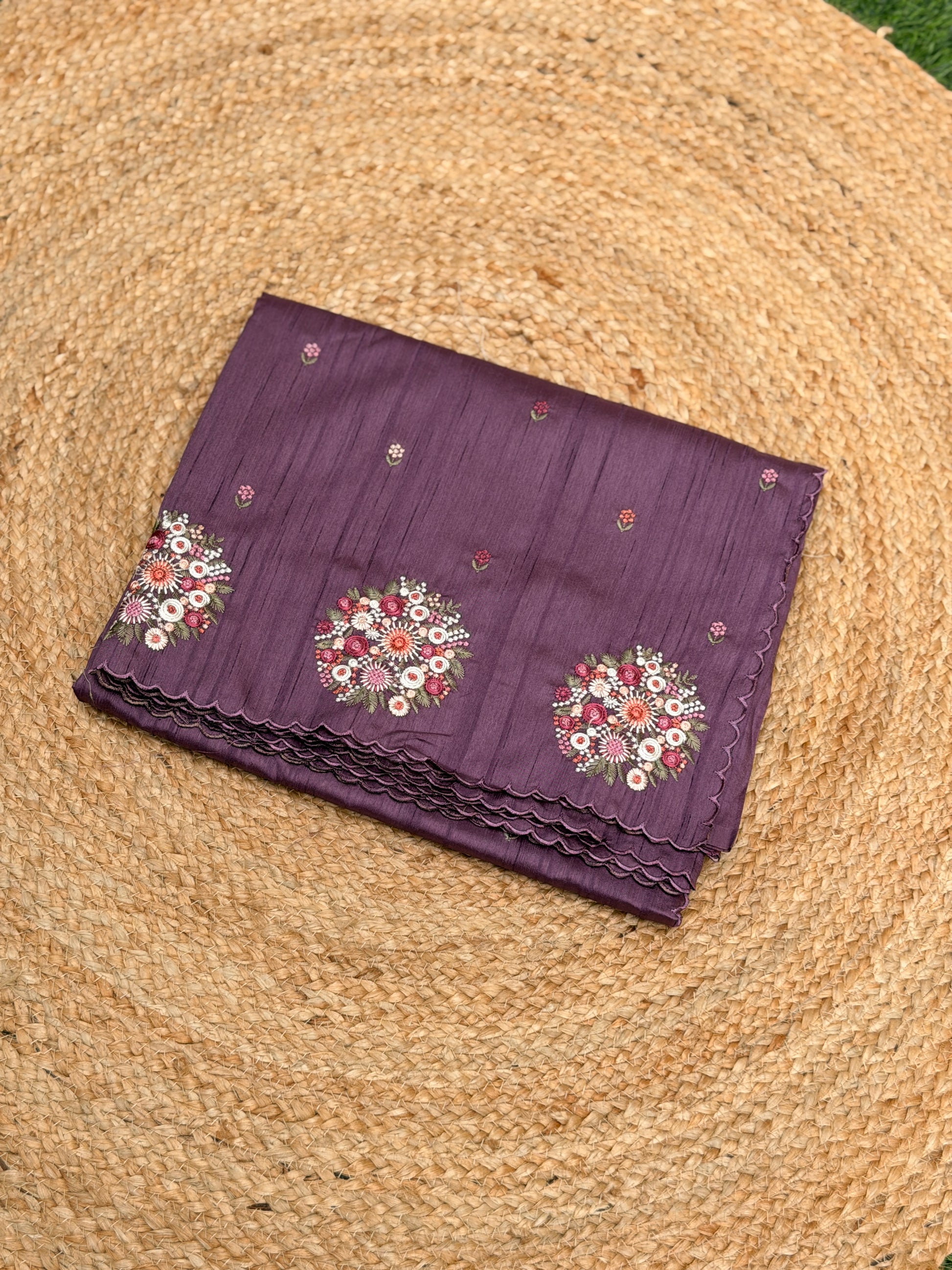 Silk Cotton with Flower Embroidery