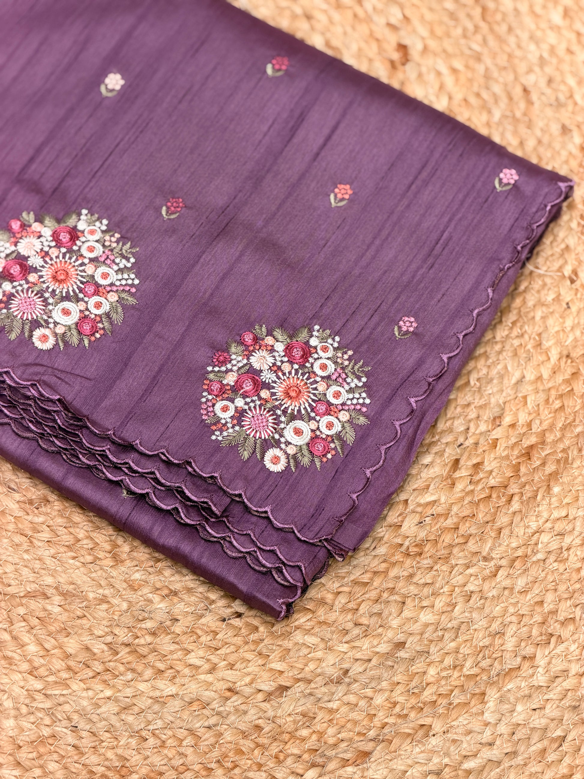 Silk Cotton with Flower Embroidery