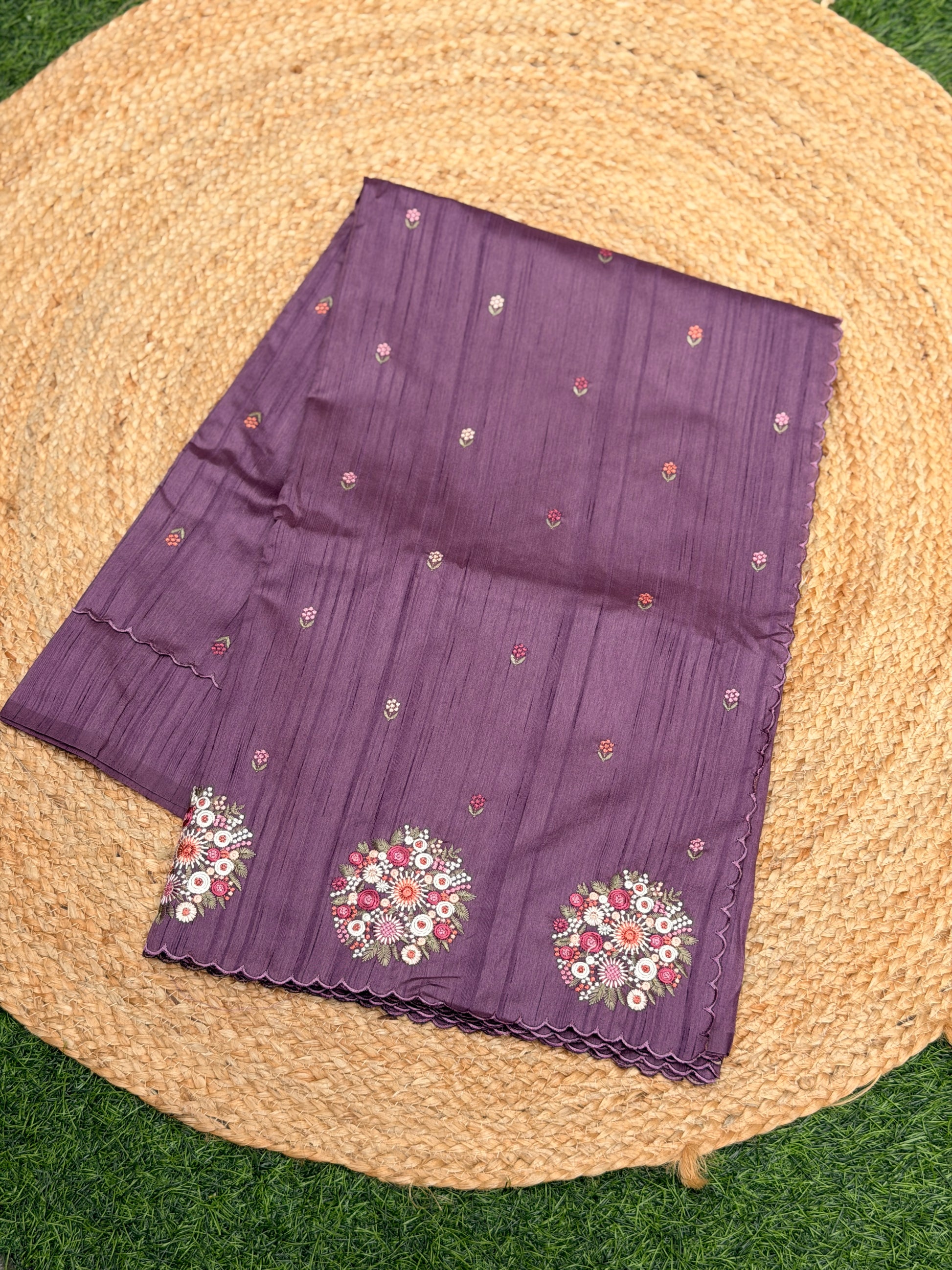 Silk Cotton with Flower Embroidery