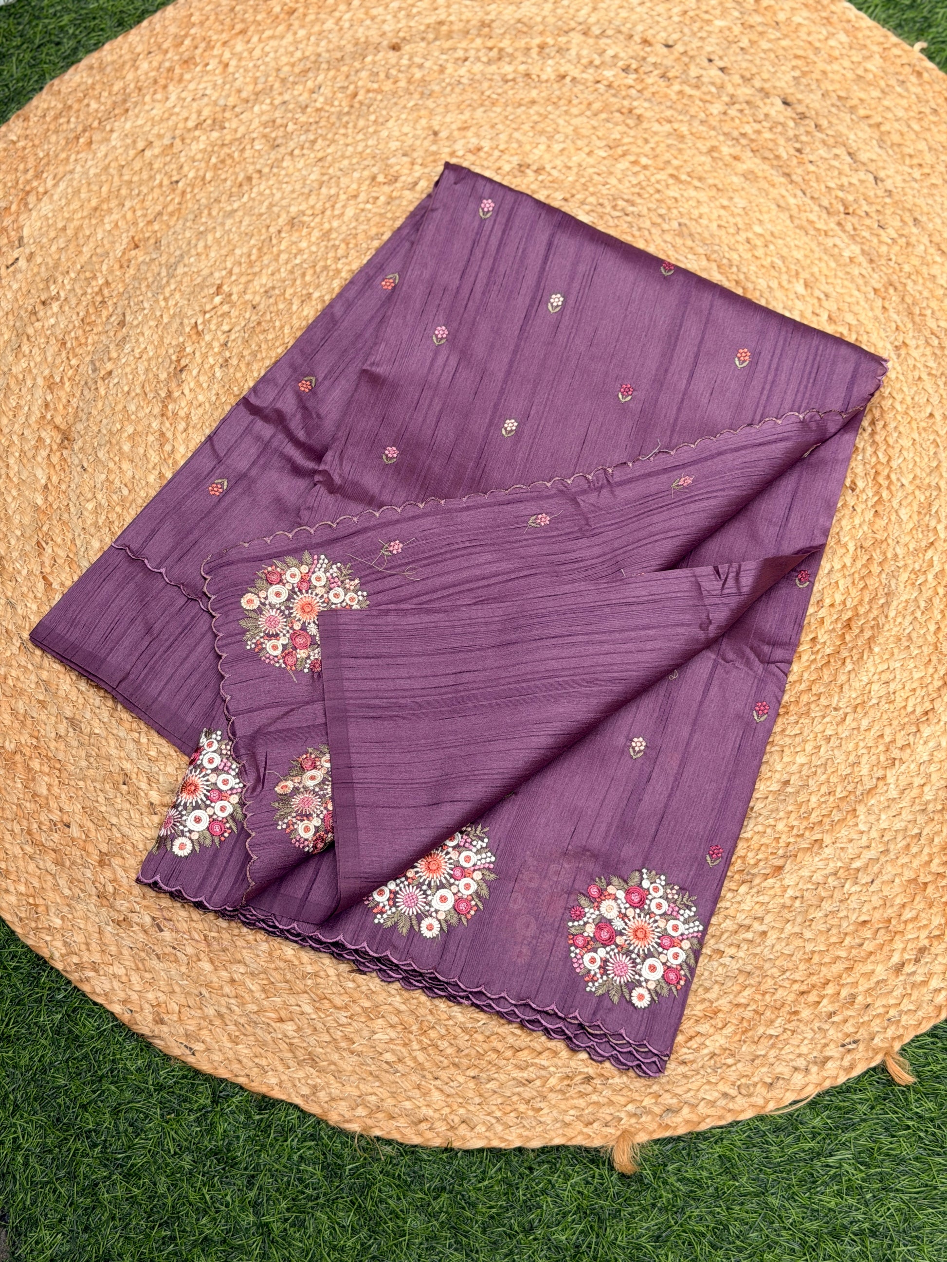 Silk Cotton with Flower Embroidery