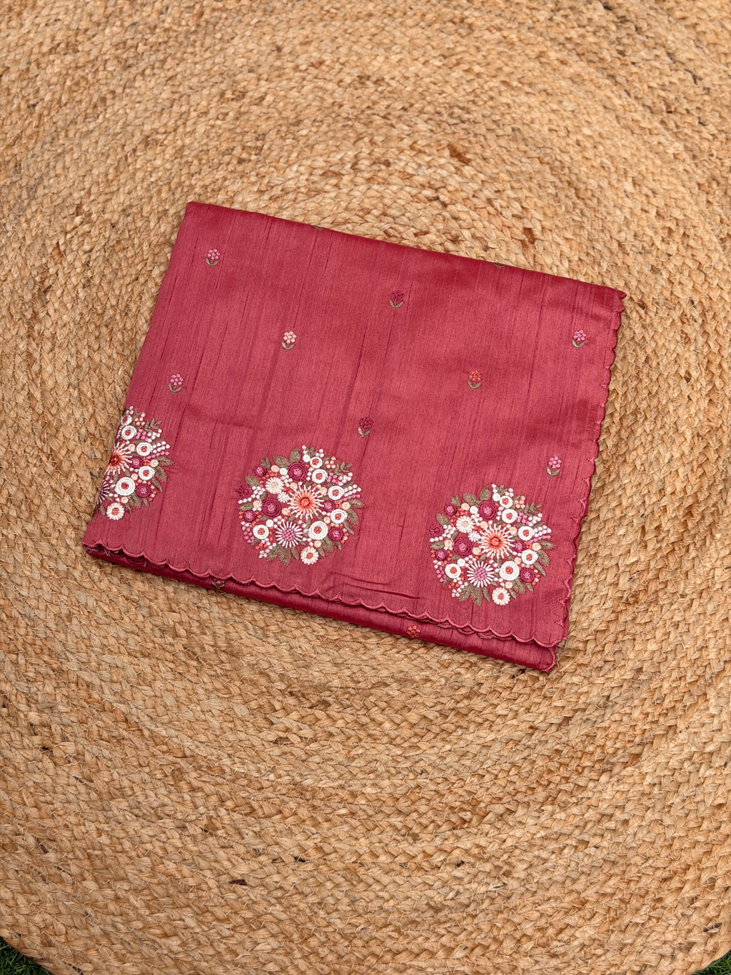 Silk Cotton with Flower Embroidery
