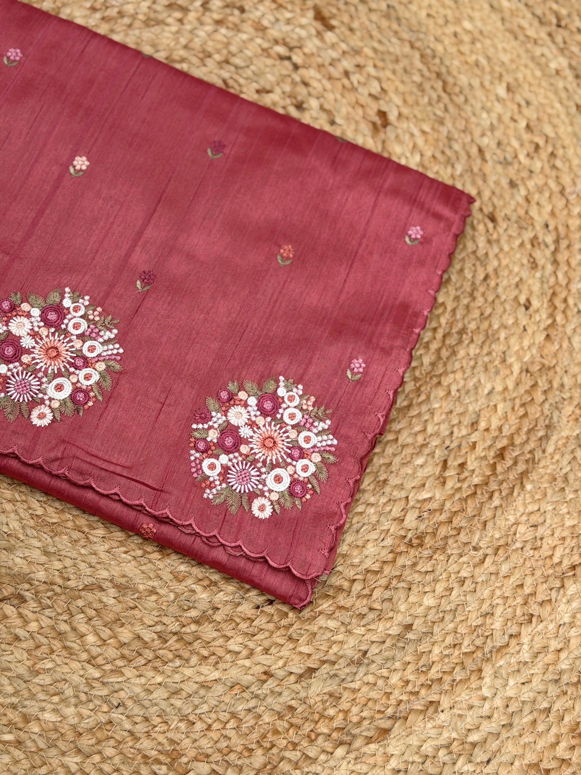 Silk Cotton with Flower Embroidery