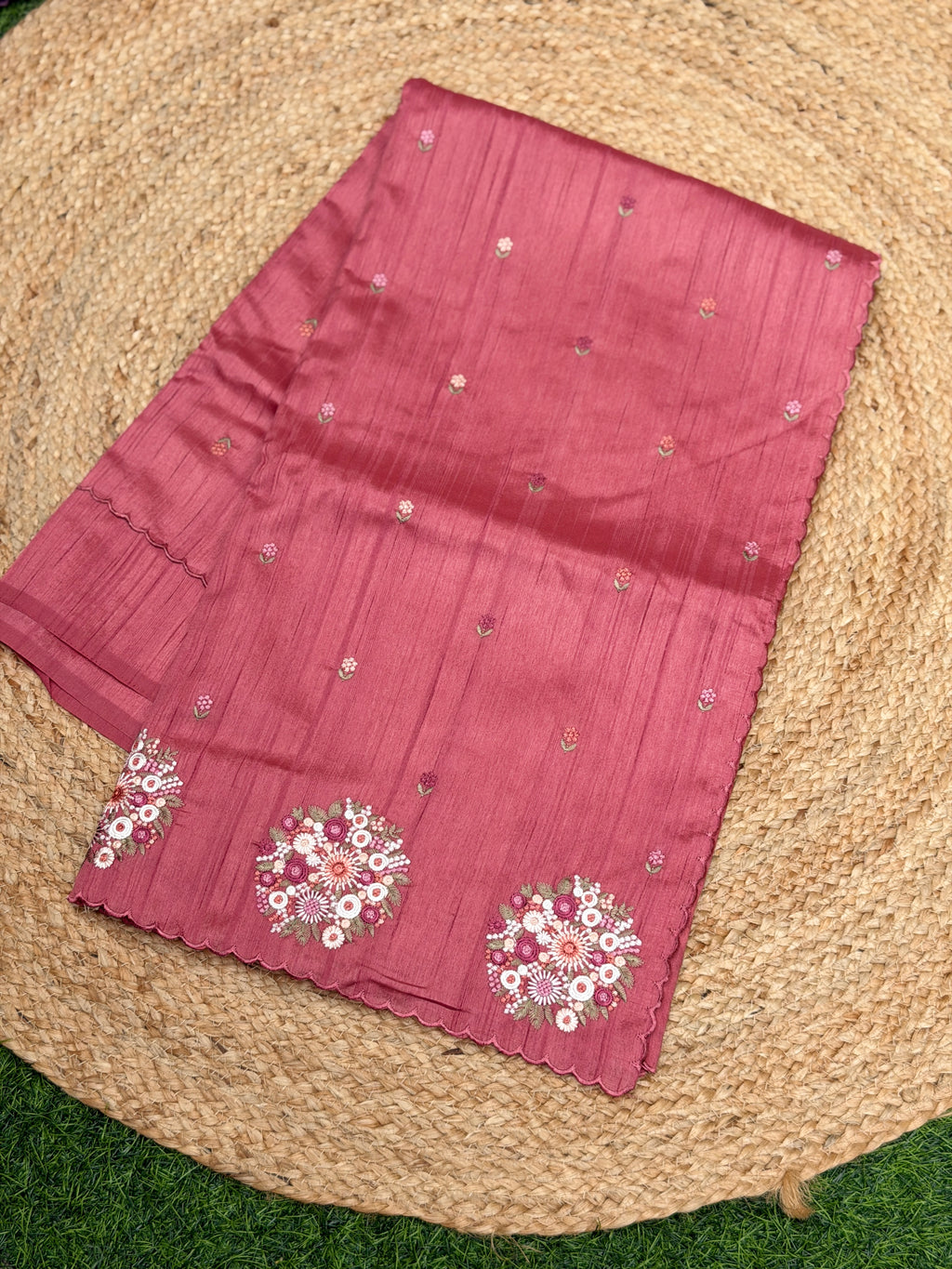 Silk Cotton with Flower Embroidery