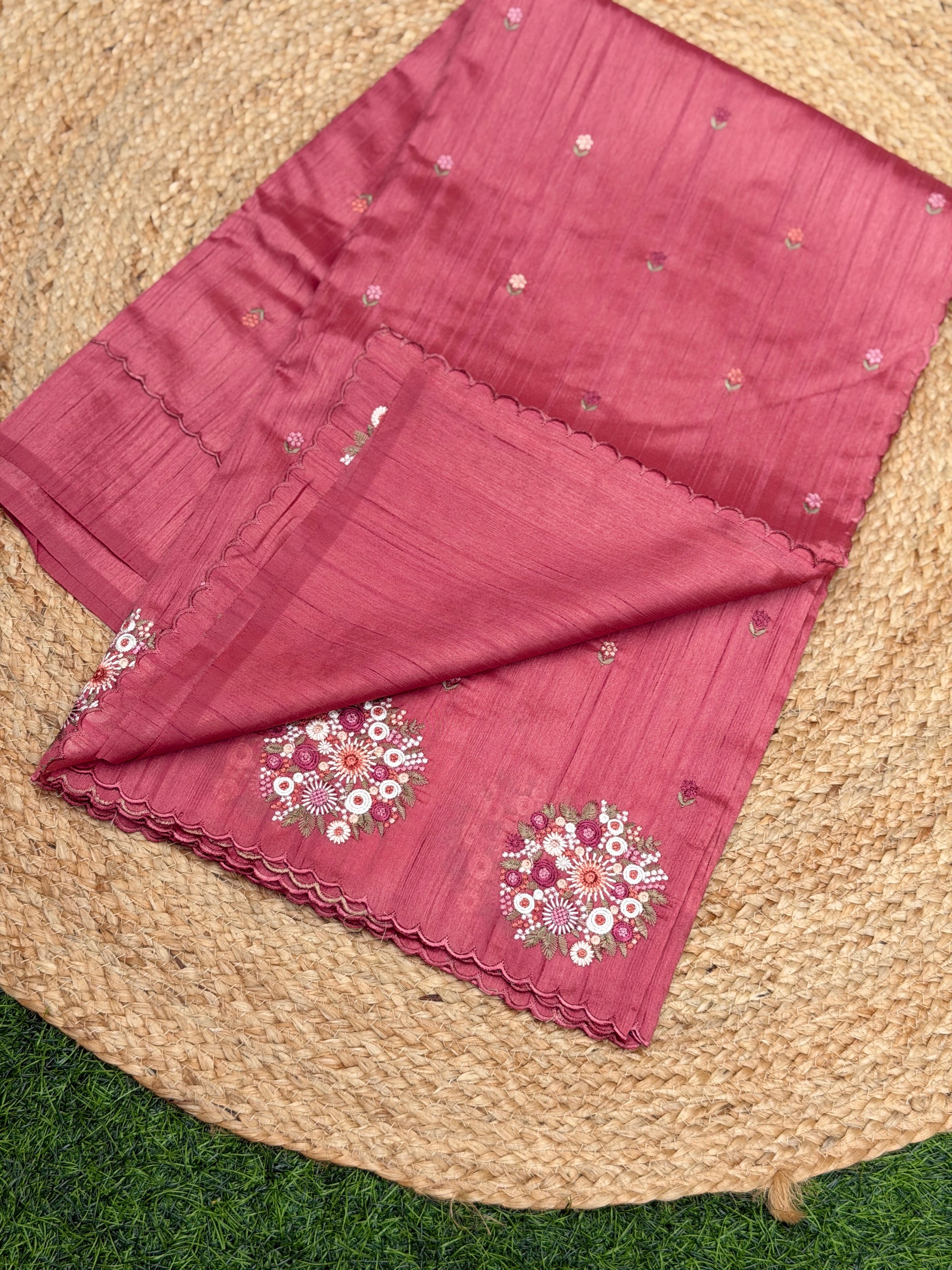Silk Cotton with Flower Embroidery