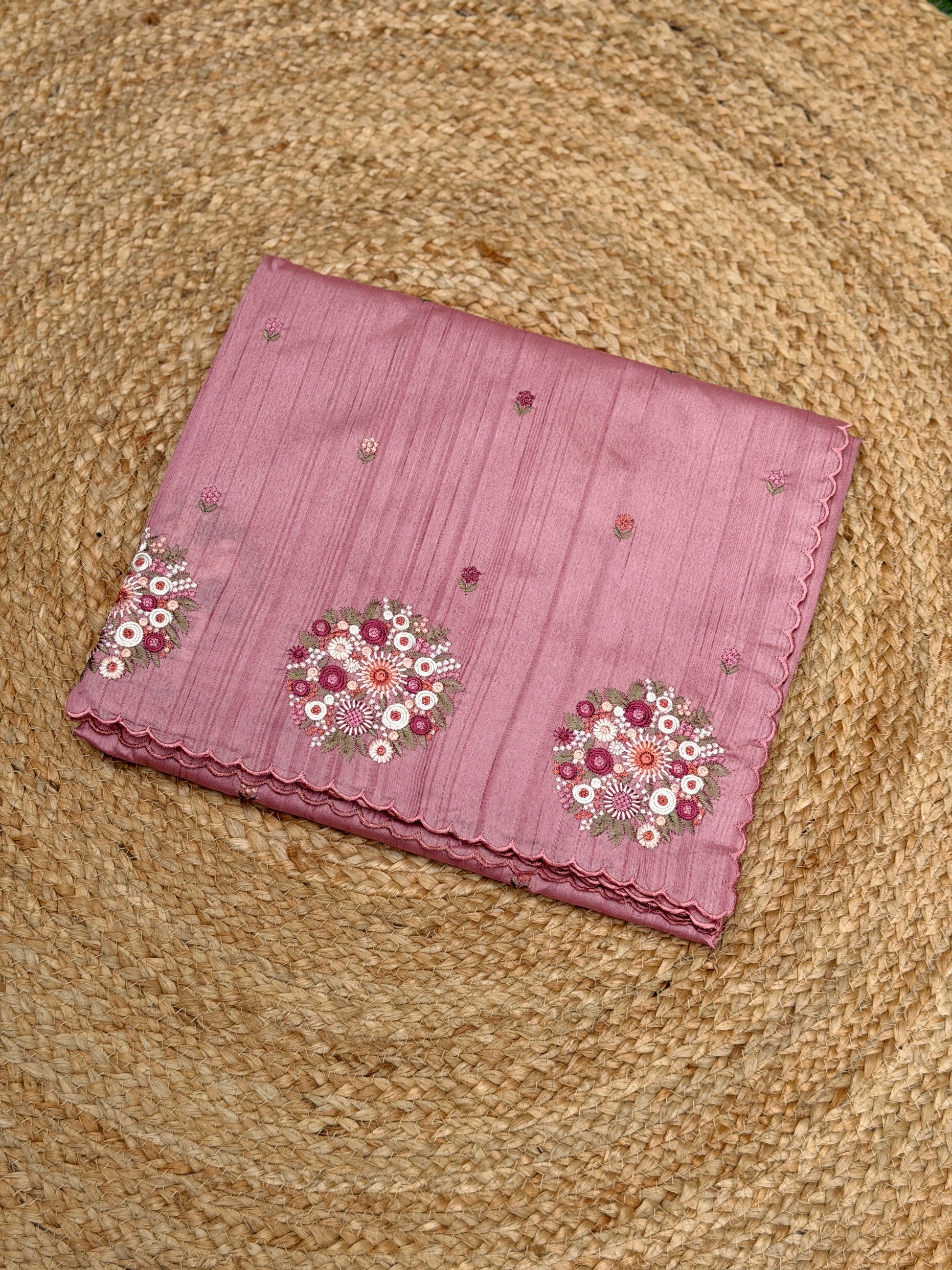 Silk Cotton with Flower Embroidery