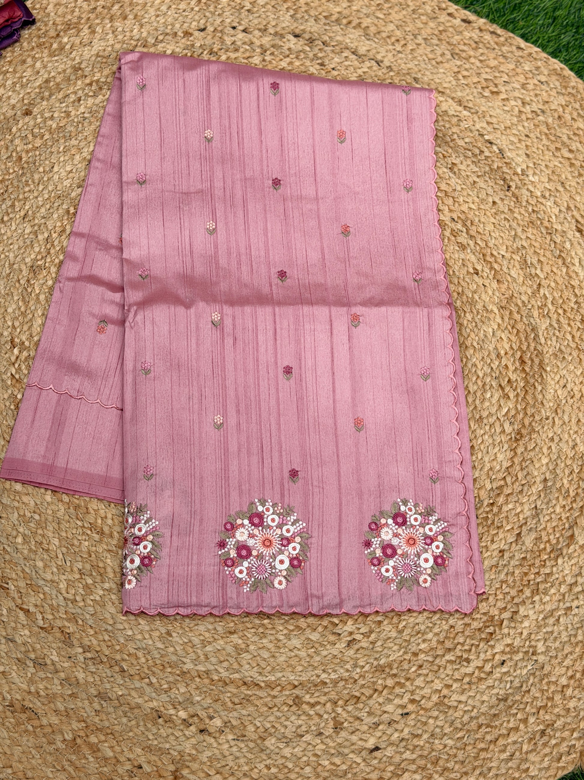 Silk Cotton with Flower Embroidery