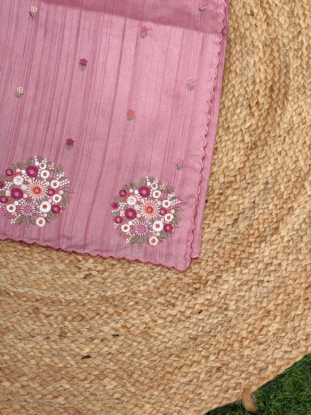 Silk Cotton with Flower Embroidery
