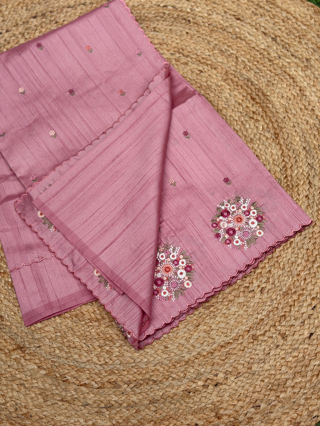 Silk Cotton with Flower Embroidery