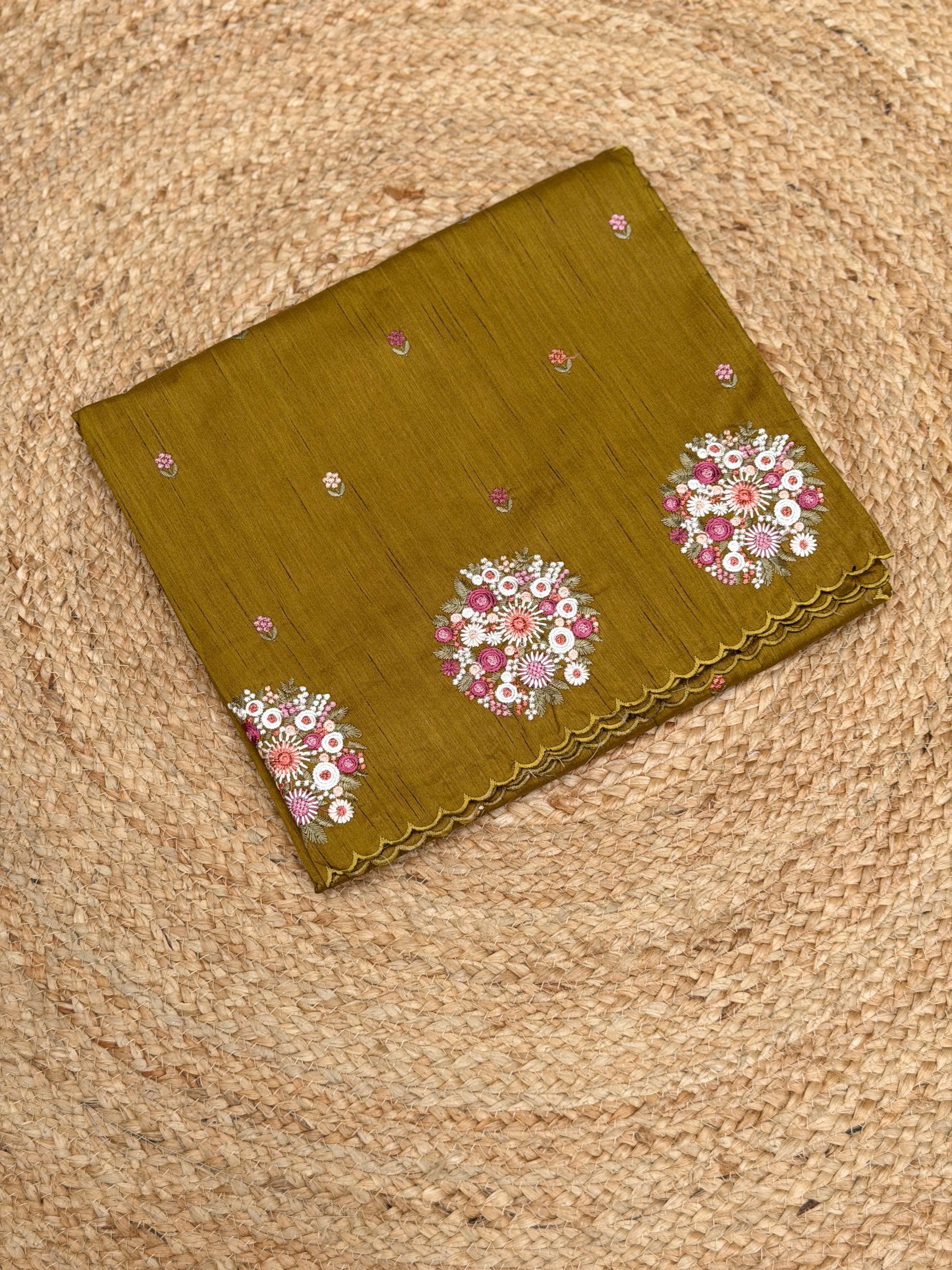 Silk Cotton with Flower Embroidery