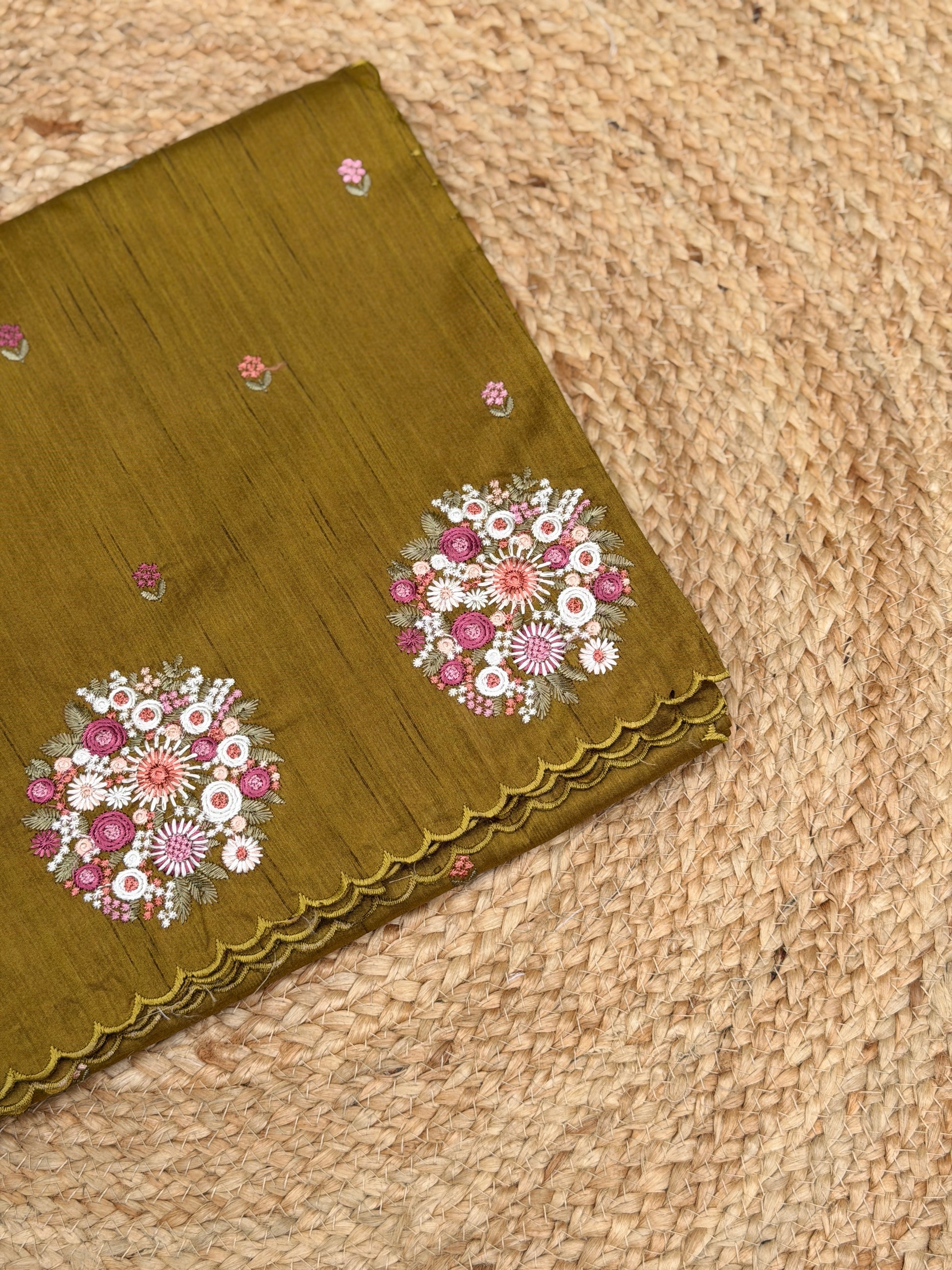 Silk Cotton with Flower Embroidery