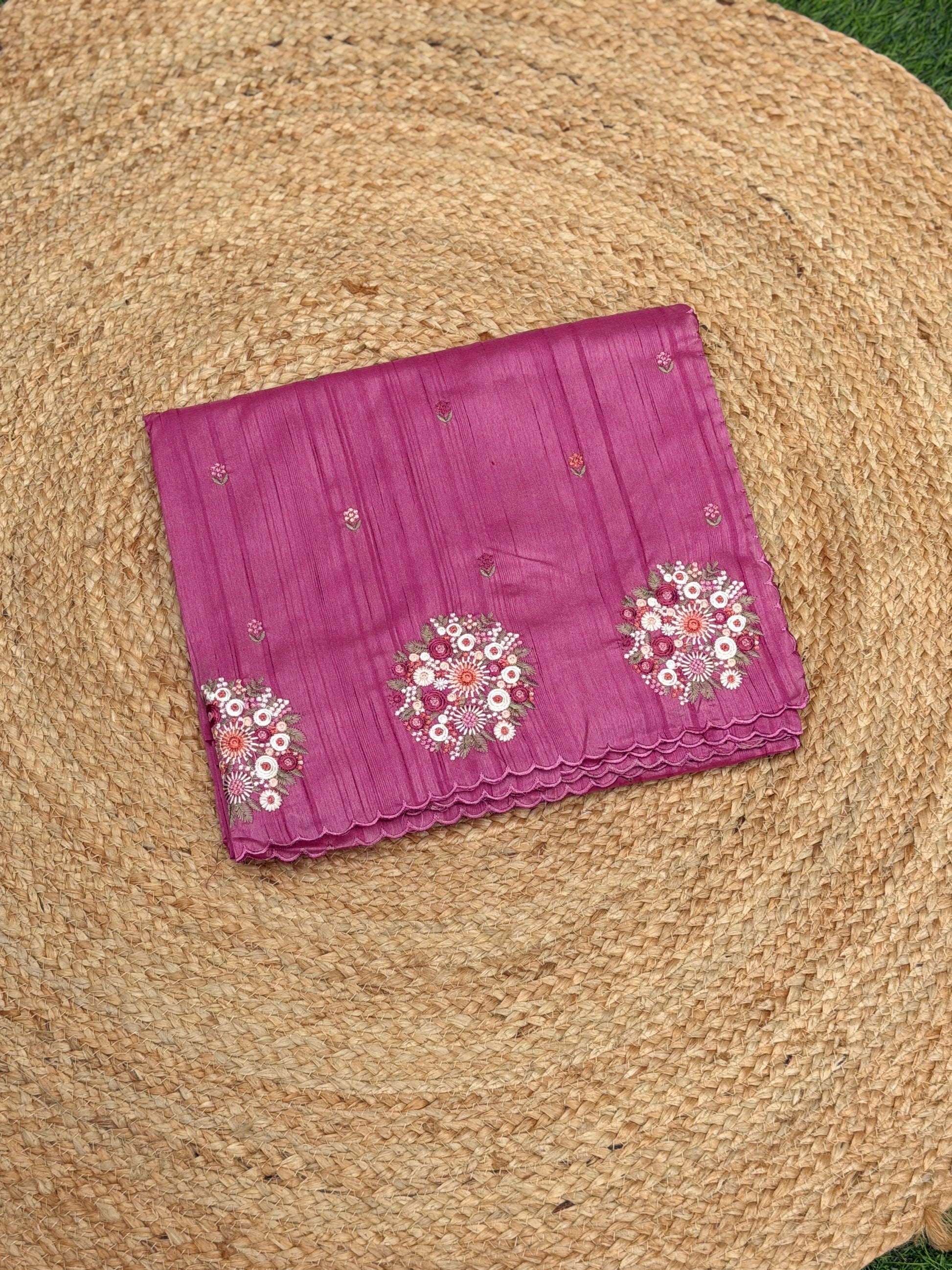 Silk Cotton with Flower Embroidery