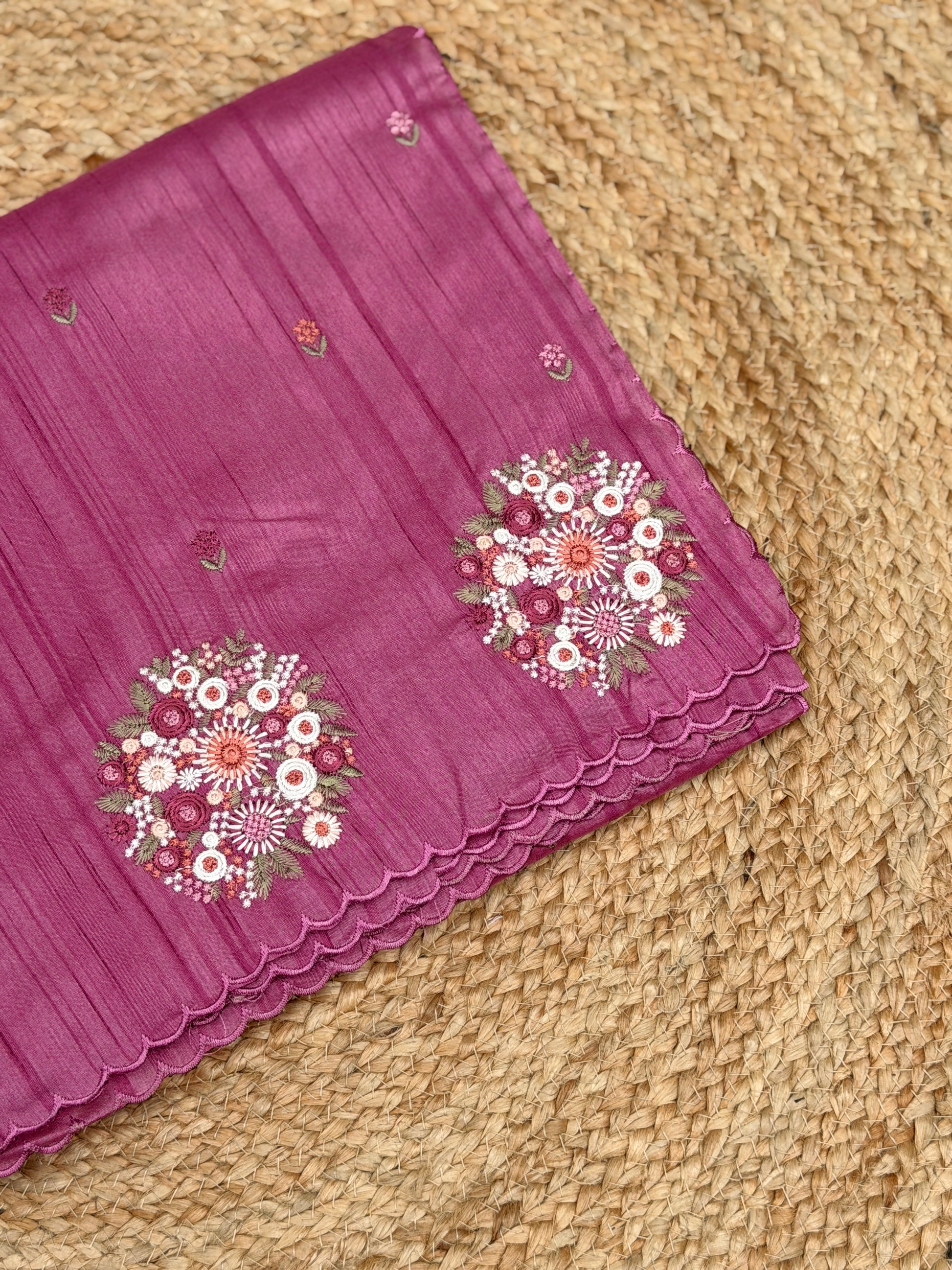 Silk Cotton with Flower Embroidery