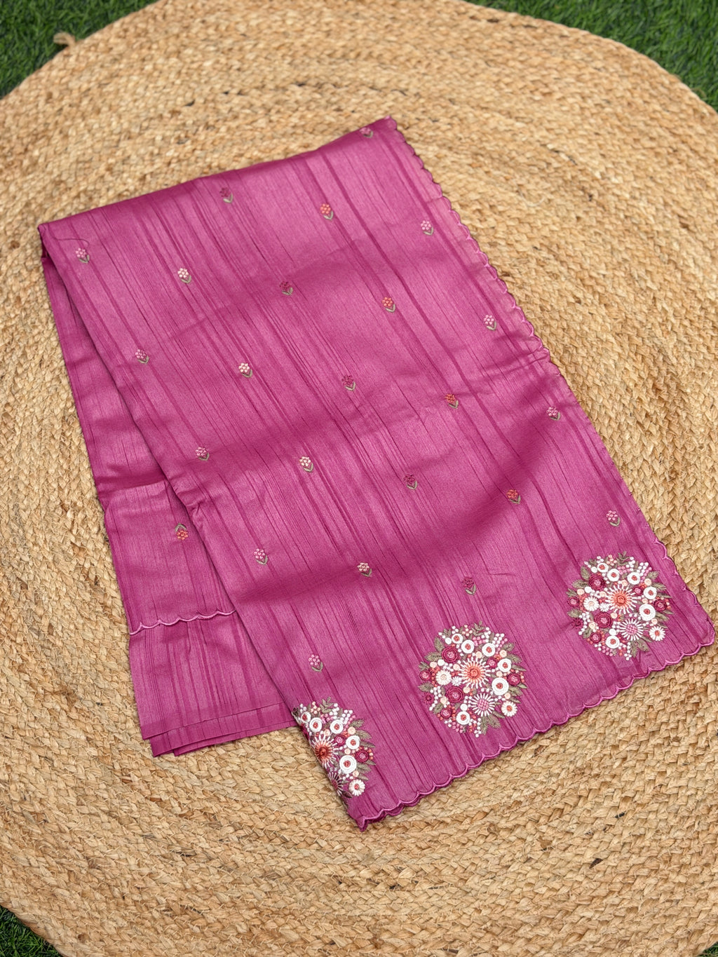Silk Cotton with Flower Embroidery
