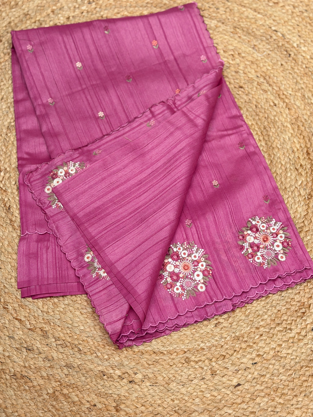 Silk Cotton with Flower Embroidery