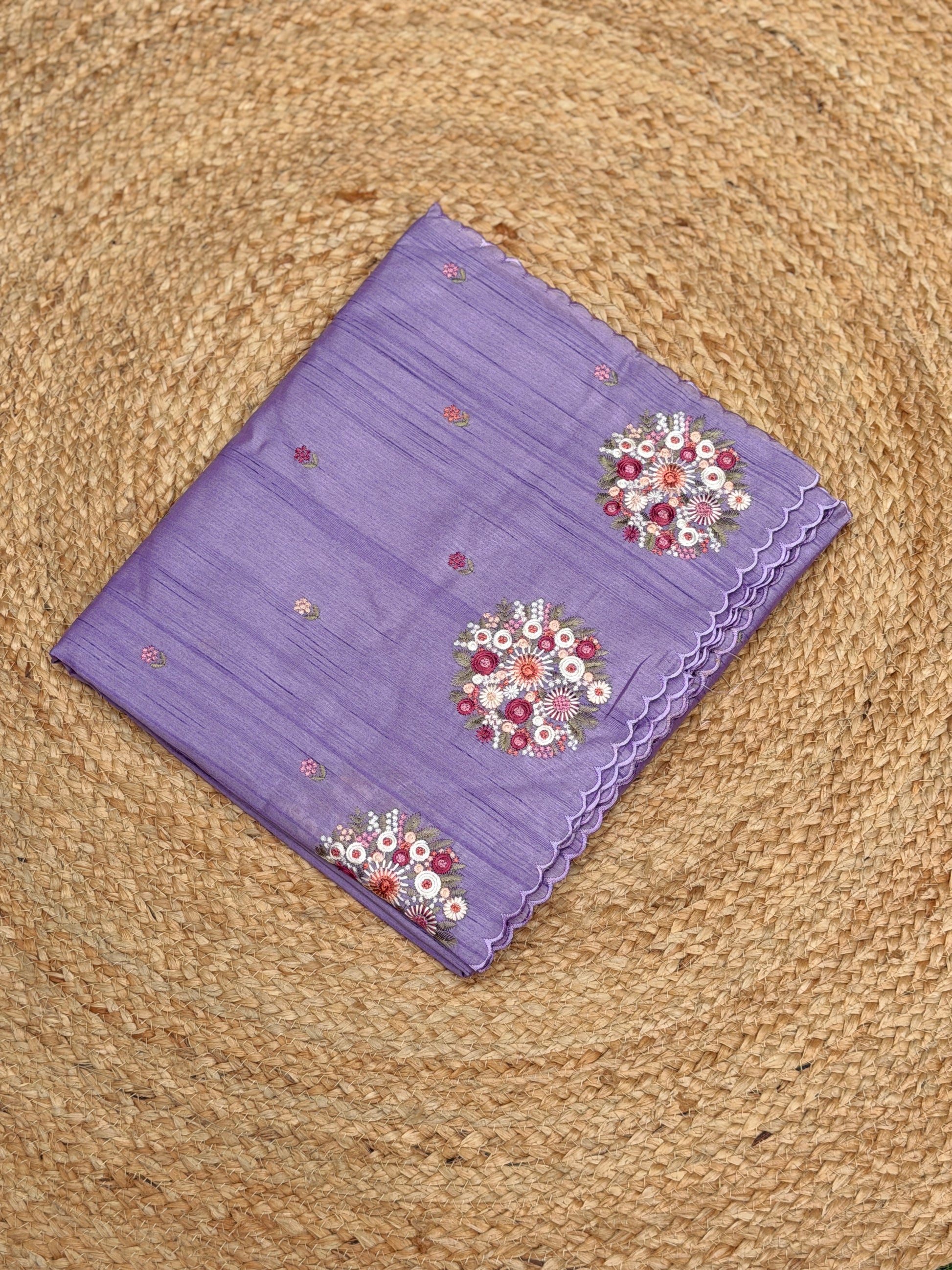 Silk Cotton with Flower Embroidery