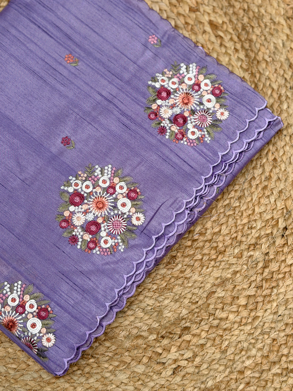 Silk Cotton with Flower Embroidery