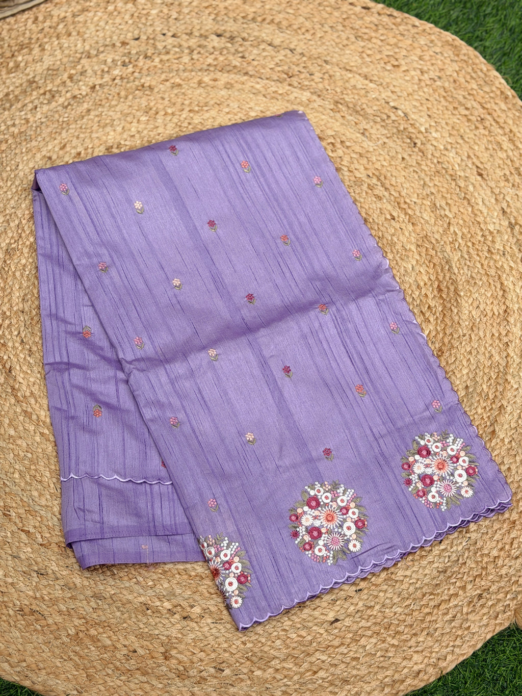Silk Cotton with Flower Embroidery