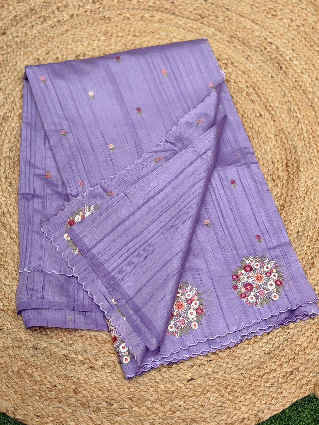 Silk Cotton with Flower Embroidery