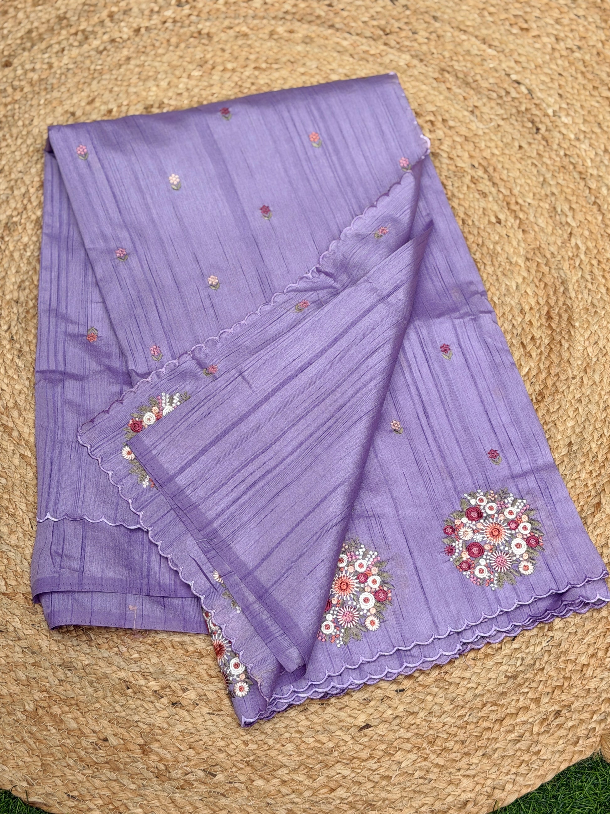 Silk Cotton with Flower Embroidery