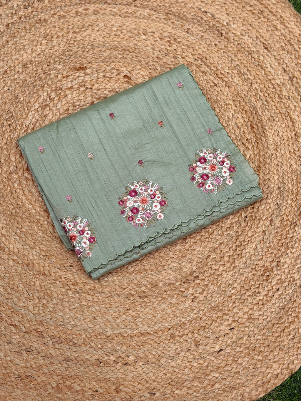 Silk Cotton with Flower Embroidery