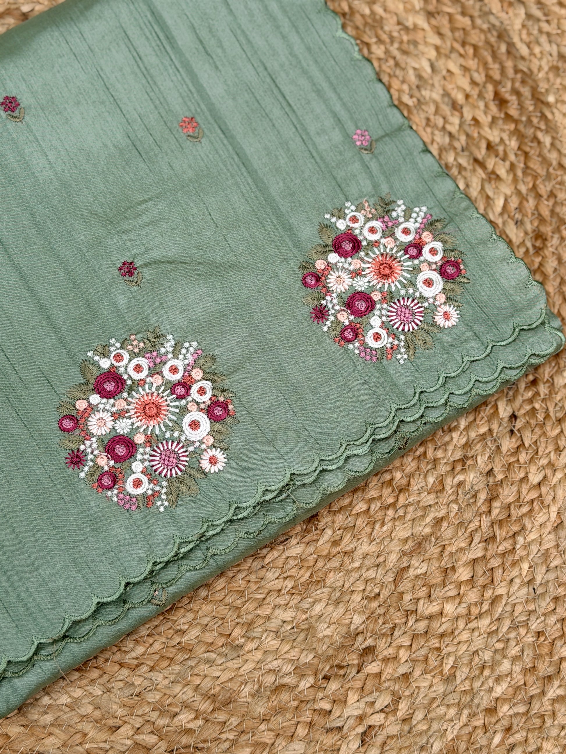 Silk Cotton with Flower Embroidery