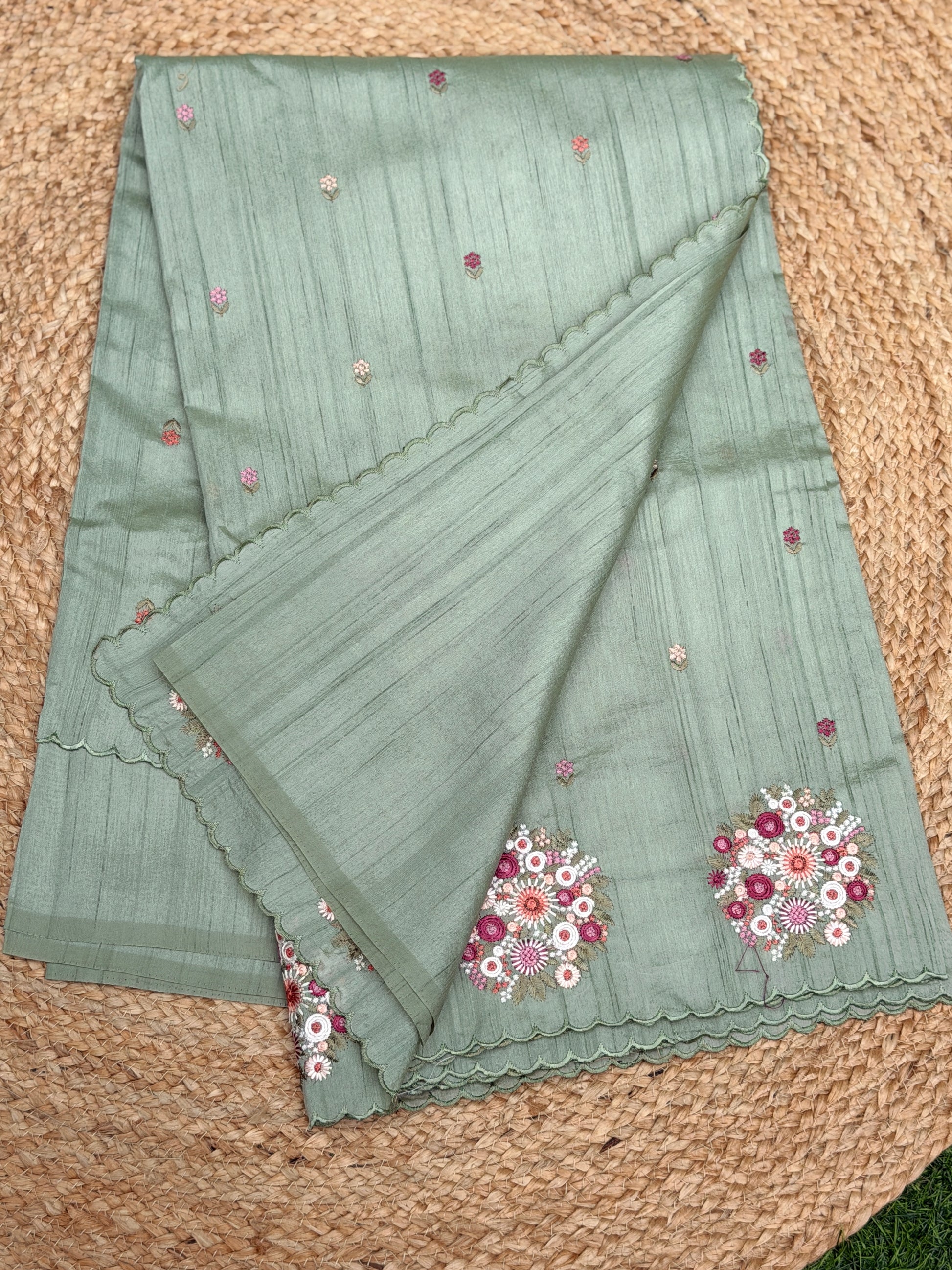 Silk Cotton with Flower Embroidery