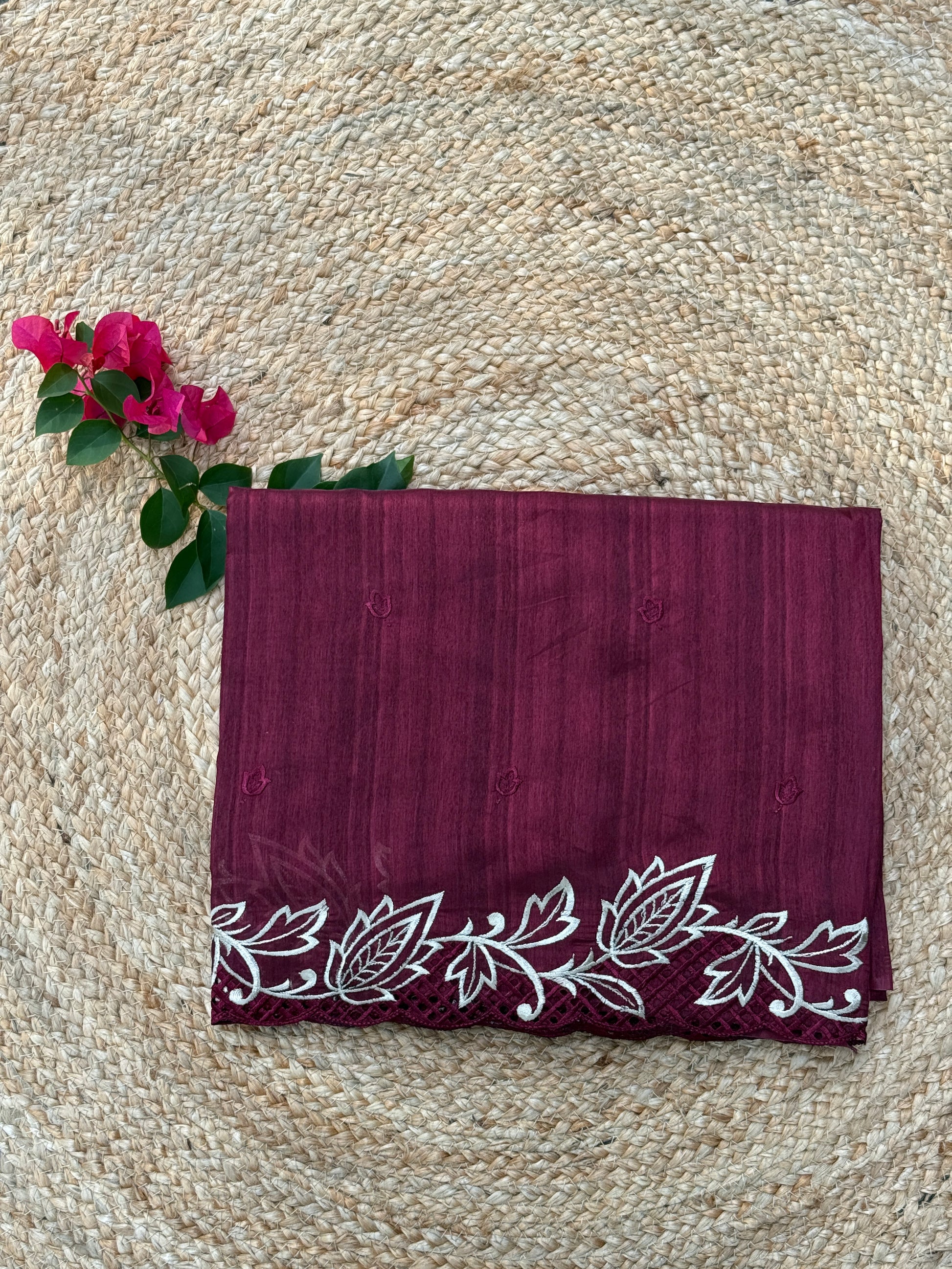 Thread and Embroidered Cut Work Saree