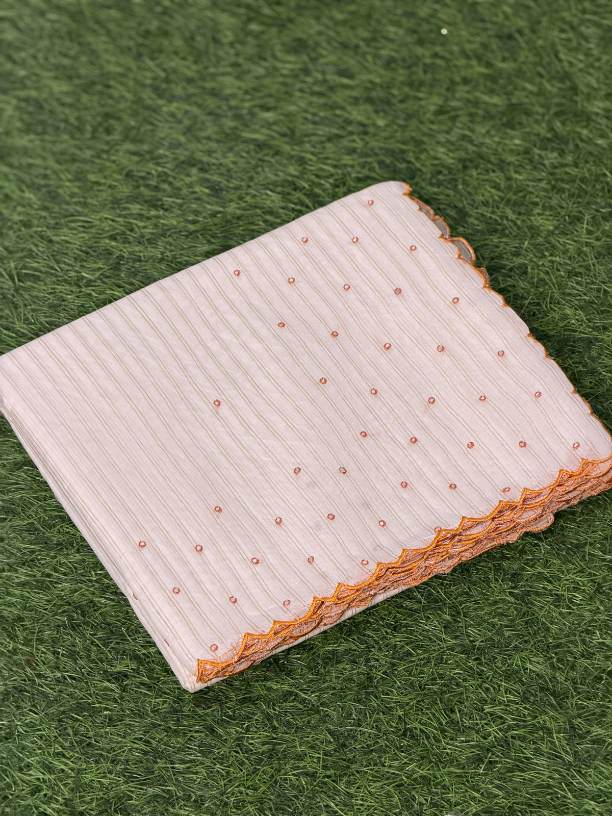 Embroidered Striped Cotton Saree
