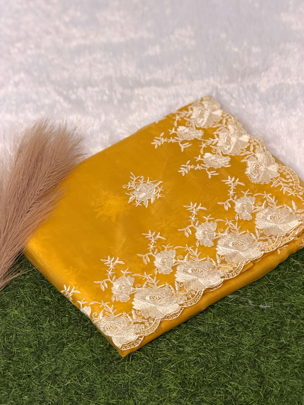 Elegant Organza Floral Embroider Saree