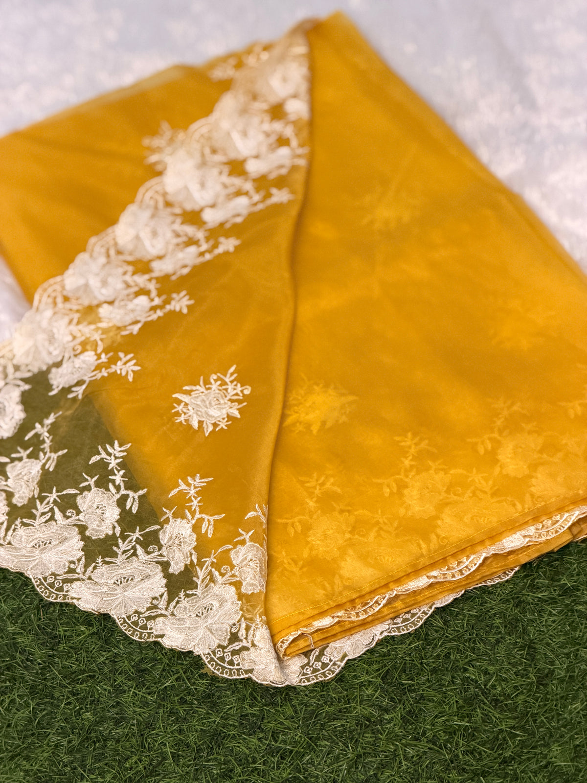 Elegant Organza Floral Embroider Saree