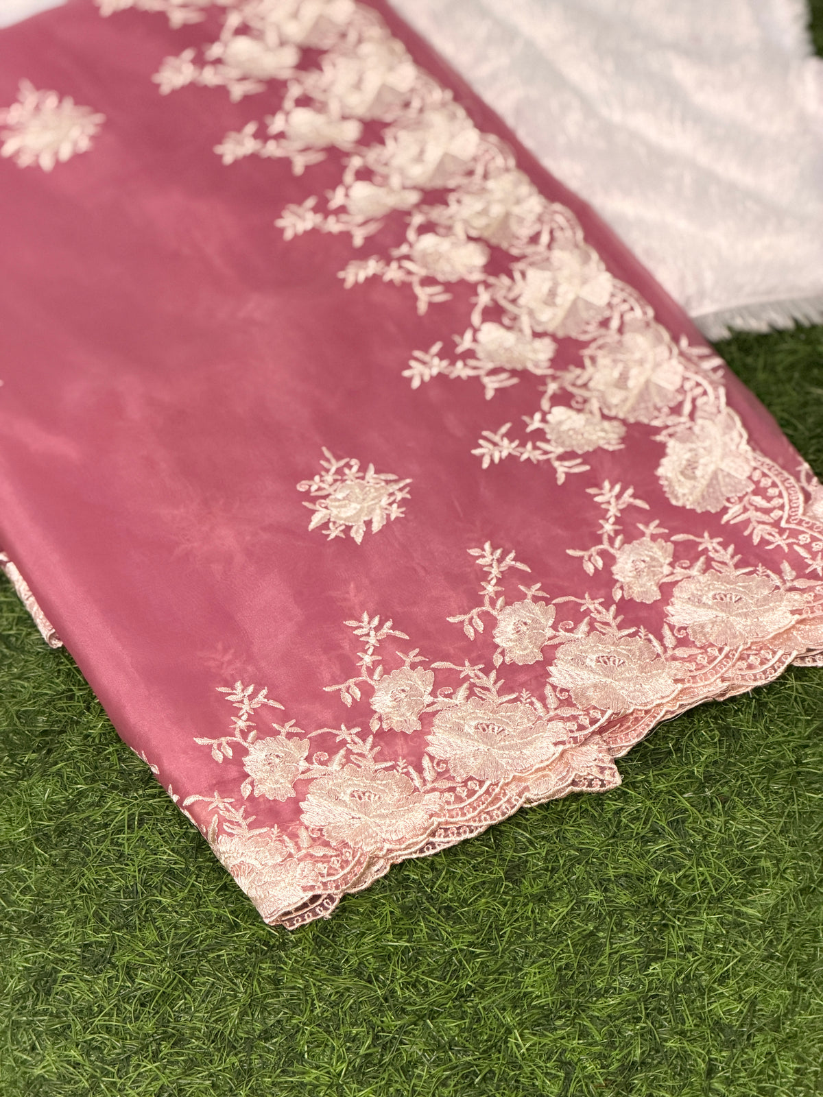 Elegant Organza Floral Embroider Saree