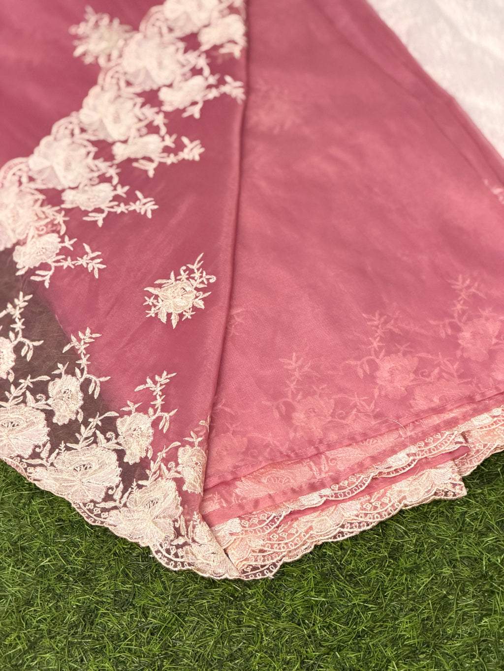 Elegant Organza Floral Embroider Saree