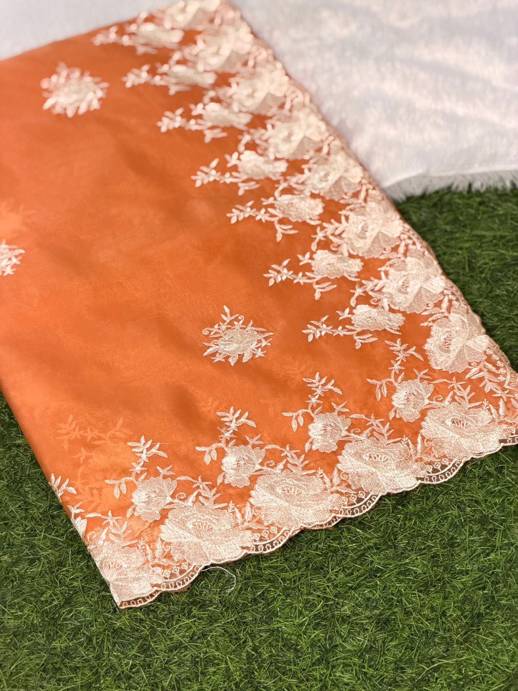 Elegant Organza Floral Embroider Saree